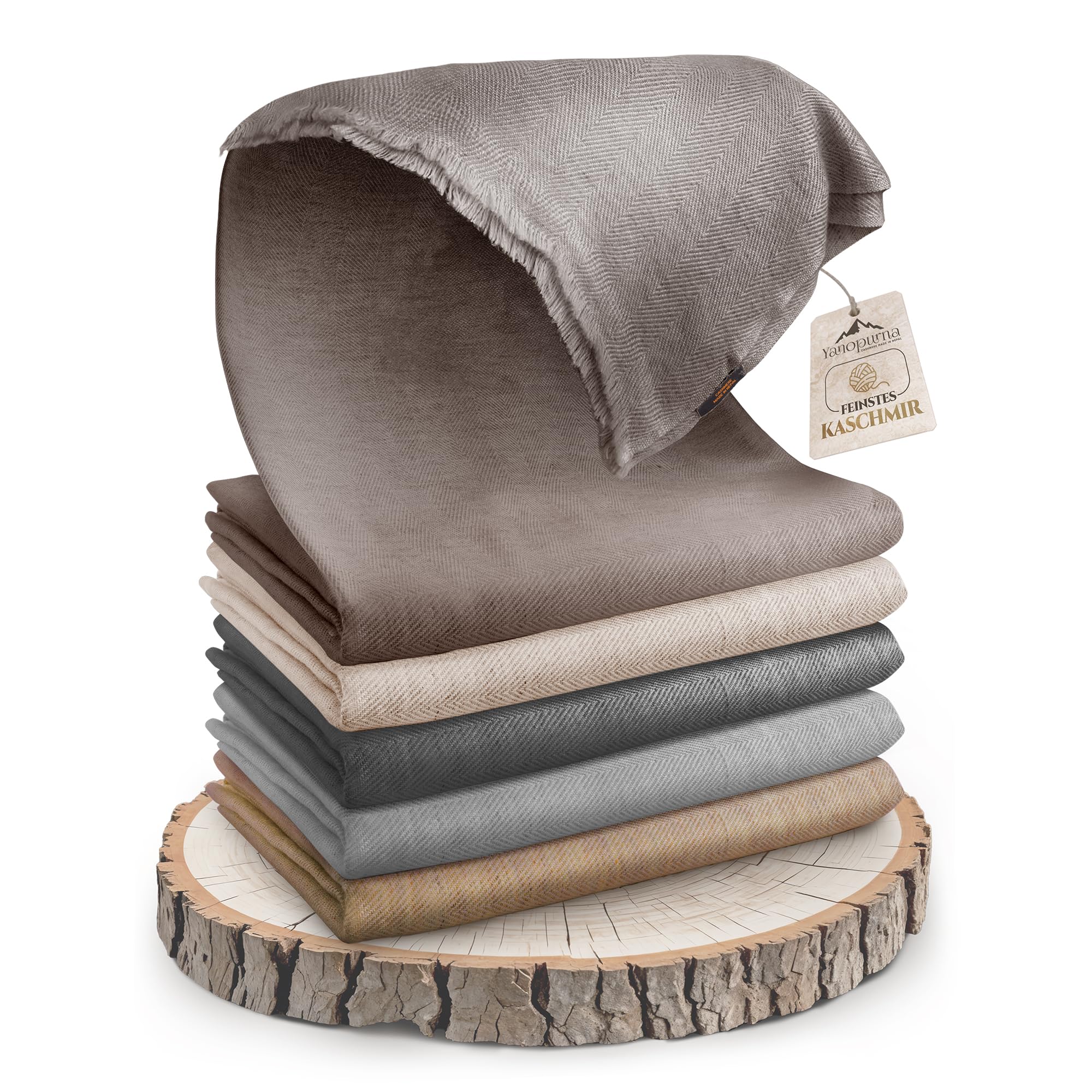 Kaschmirdecke – Handgewebte Sofaüberwurf Decke aus 100% Kaschmirwolle – 135 x 270 cm Weiche und gemütliche Graubraune Kuscheldecke für Couch und Stuhl – Hergestellt in Nepal