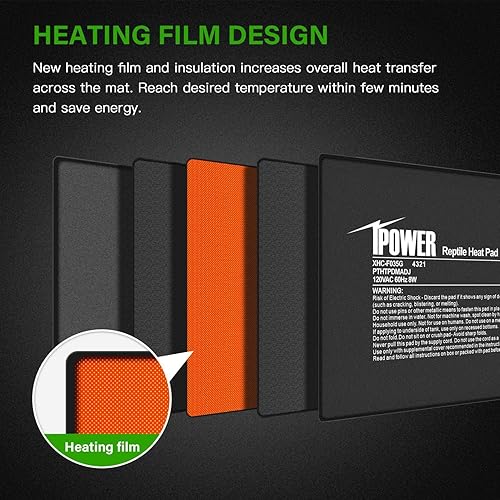 Vista 35 de iPower Almohadilla térmica para reptiles de 4 x 7 pulgadas con termostato ajustable, calentador debajo del tanque, tapete térmico para tortugas