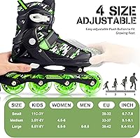 Vista 2 de Adjustable Inline Skates for Kids and Teens, Boys Girls Women Beginner Fun Illuminating Skates Outdoor and Indoor