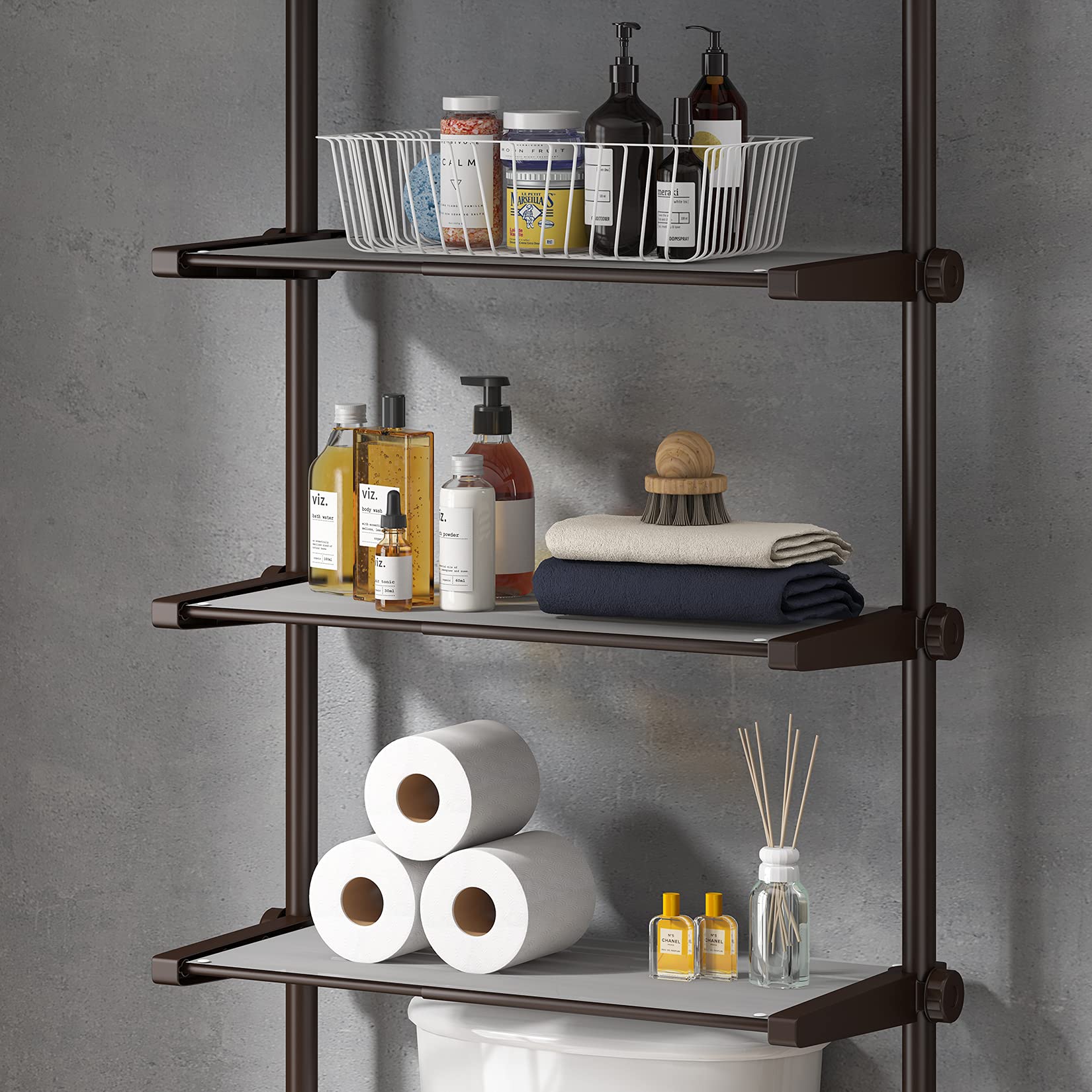 ALLZONE Bathroom Storage Over The Toilet Shelf Organizer, 4