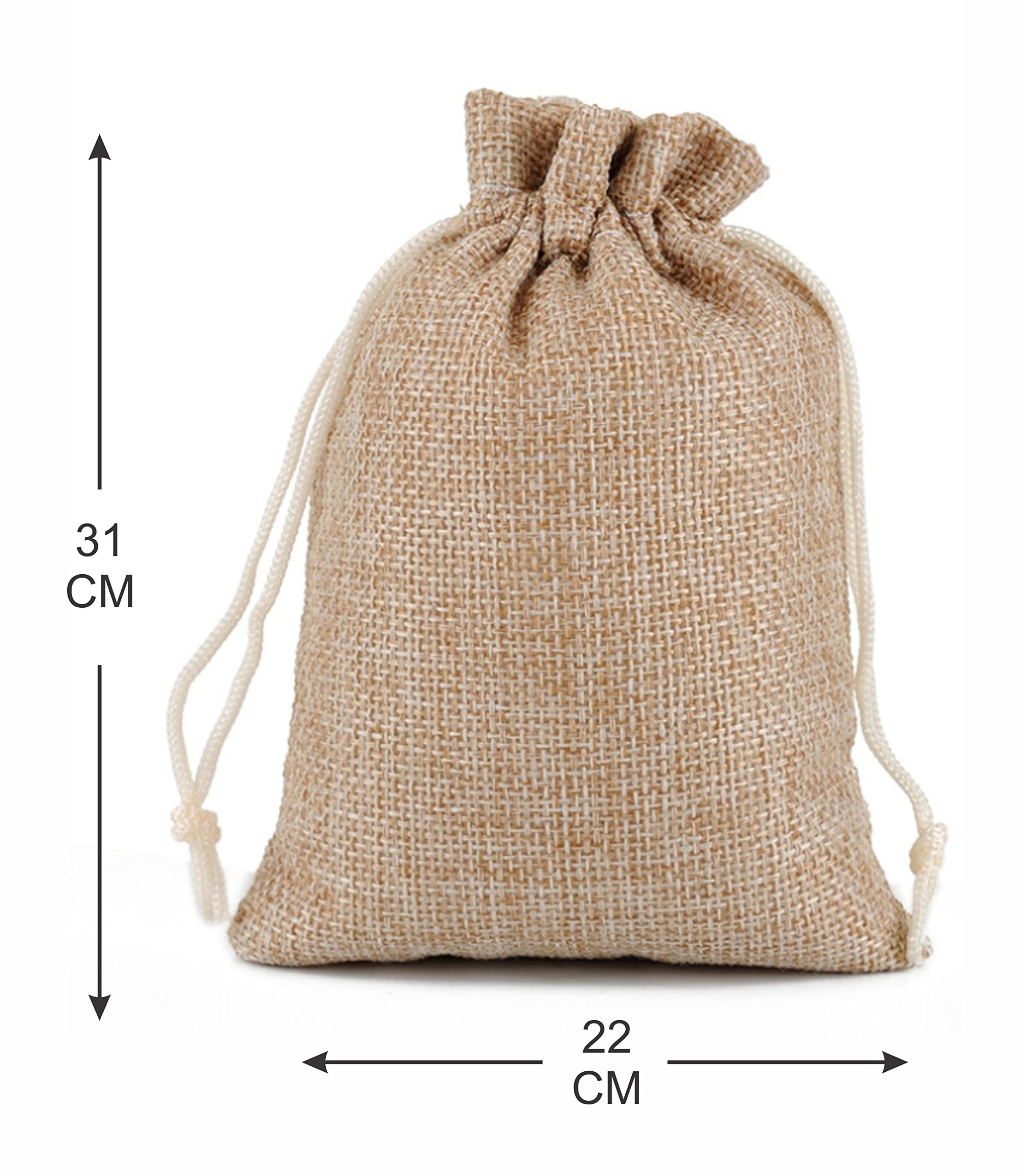 Beingelegant - Best Jute Linen Pouches Drawstring Closure | Party Favors Burlap | Best For Christmas, Birthday, Wedding & Shagun | Size : 22X31 Cms - Pack Of 10 - Bag, 10,Brown 1