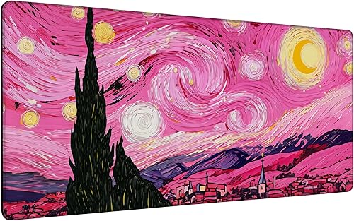 Miniatura 23 de Highland Cow Starry Night - Alfombrilla de mouse grande para escritorio, teclado extendido, alfombrilla de mouse de anime con base antideslizante y