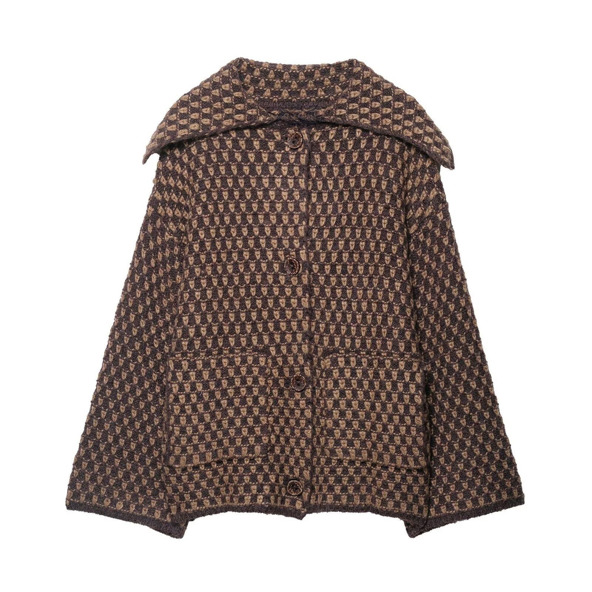 Chevara Womens Oversized Cardigan Sweater Vintage Lapel Collar Long Sleeve Button Down Knitted Outerwear Coat