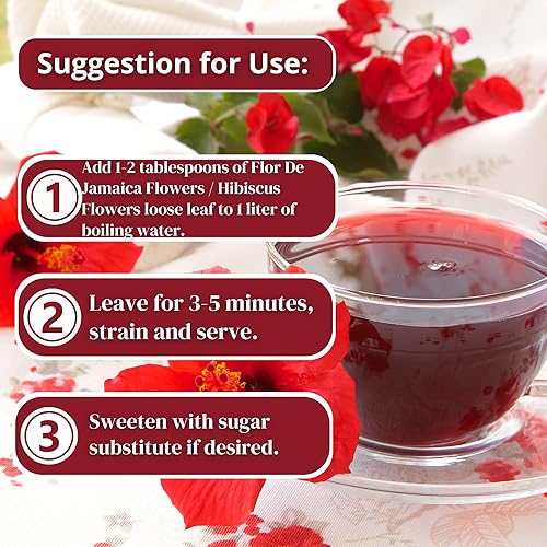 Miniatura 5 de HANAN PERUVIAN SECRETS Flores de Jamaica o té de hibisco 100% secas Hibiscus FlowersFlor de Jamaica - Promueve la salud del colesterol, limpieza del