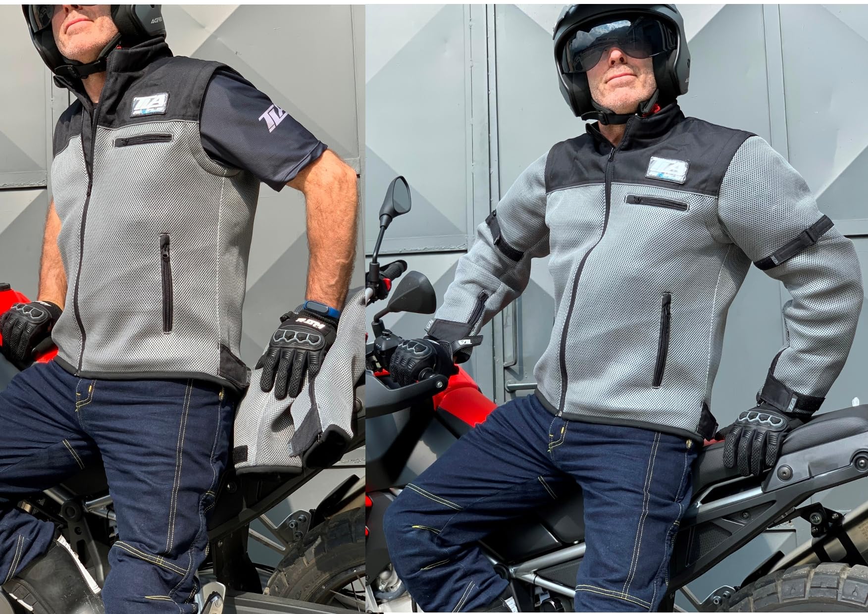 TLA AIRFLO Giubbotto moto estivo con maniche staccabili e protezioni, unisex uomo e donna, Giacca estiva moto e scooter in tessuto traforato e leggero, Gilet moto e scooter traspirante.