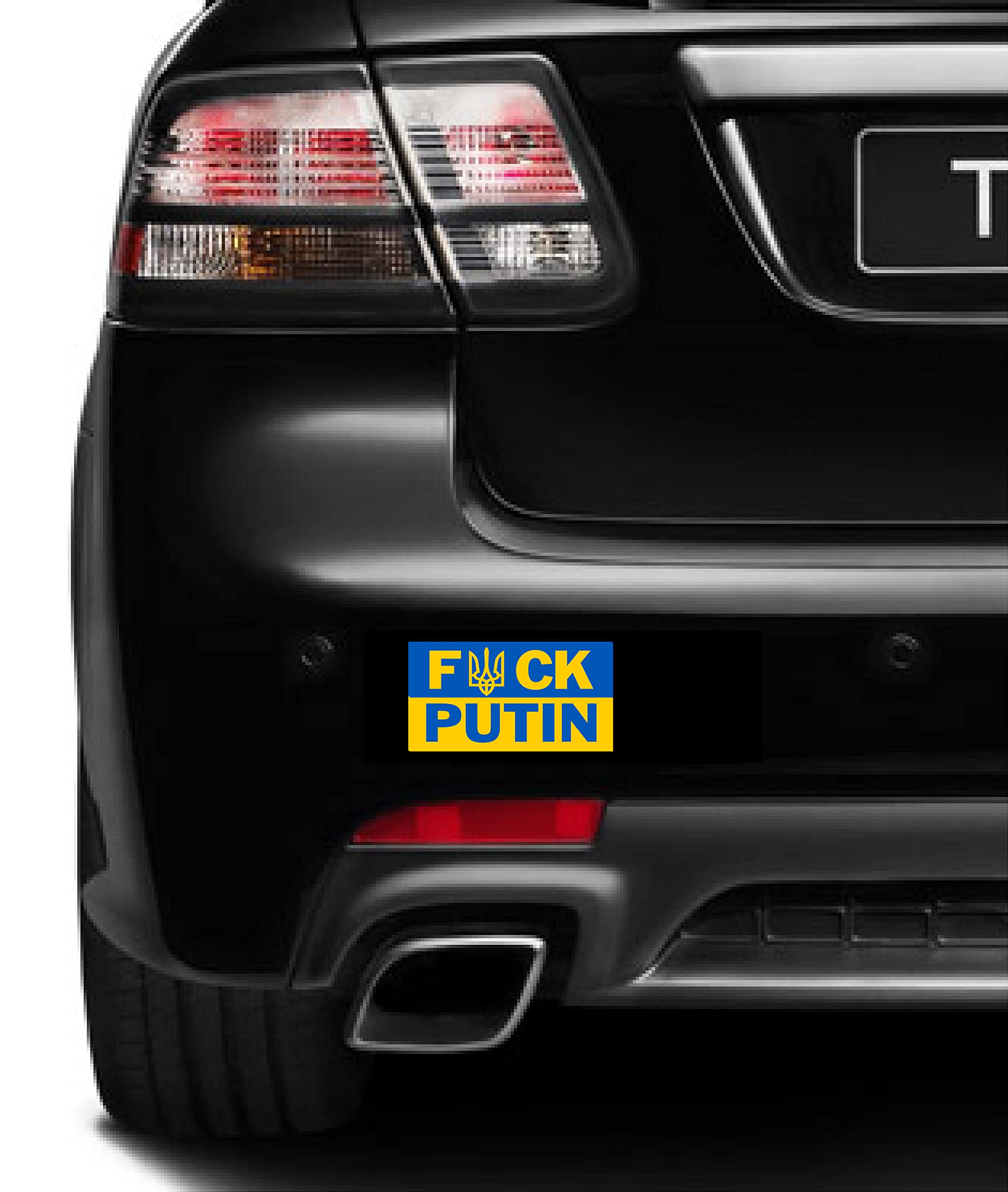 F*CK Putin Support Ukraine Flag Car Magnet Magnetic Bumper Sticker, Share w/Family & Friends - Political Sticker for Vehicle, Refrigerator - Funny Car Magnet Decal, Room & Wall Decor, Gift - 4.25