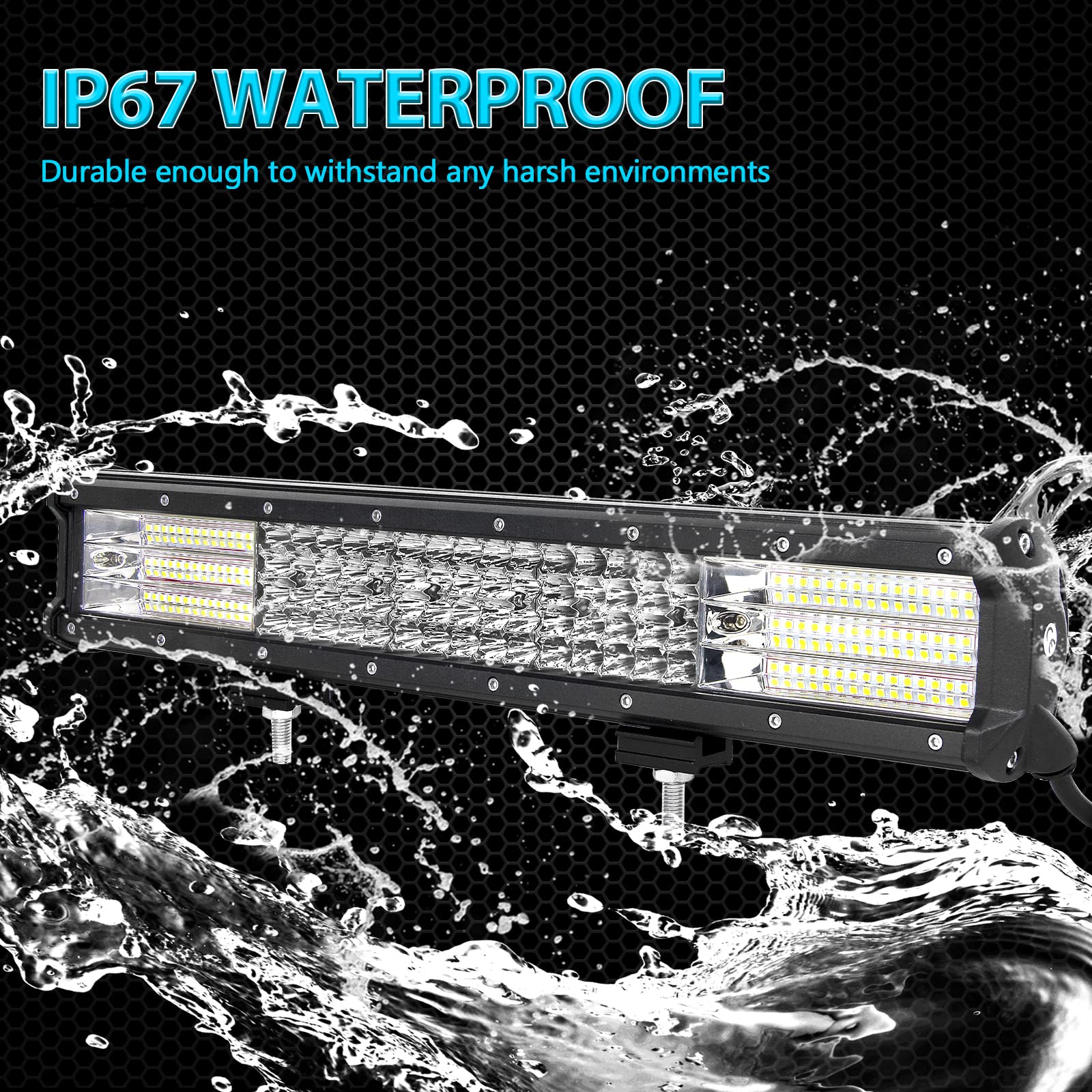RIGIDON 45cm 18 pollici 450W Barra luminosa a LED Fuoristrada con 12V Cablaggio, 2pcs 10cm 60W Spot Fari led trattore, impermeabile Luce da Lavoro per 4x4 Offroad Auto Camion ATV Barca 6000K bianca
