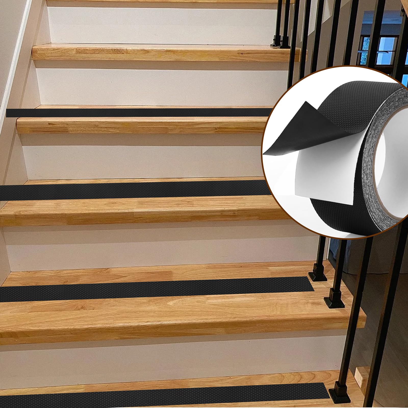 Ruban Antidérapant Auto-adhésif 5 cm x 5 m Noir pour Escaliers Intérieur Extérieur