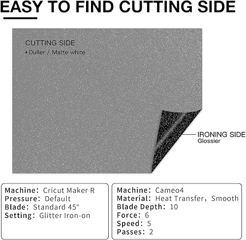 Miniatura 3 de HTVRONT Paquete de 13 vinilos termotransferibles de color negro con purpurina para planchar, 12 x 10 pulgadas, vinilo negro con purpurina para