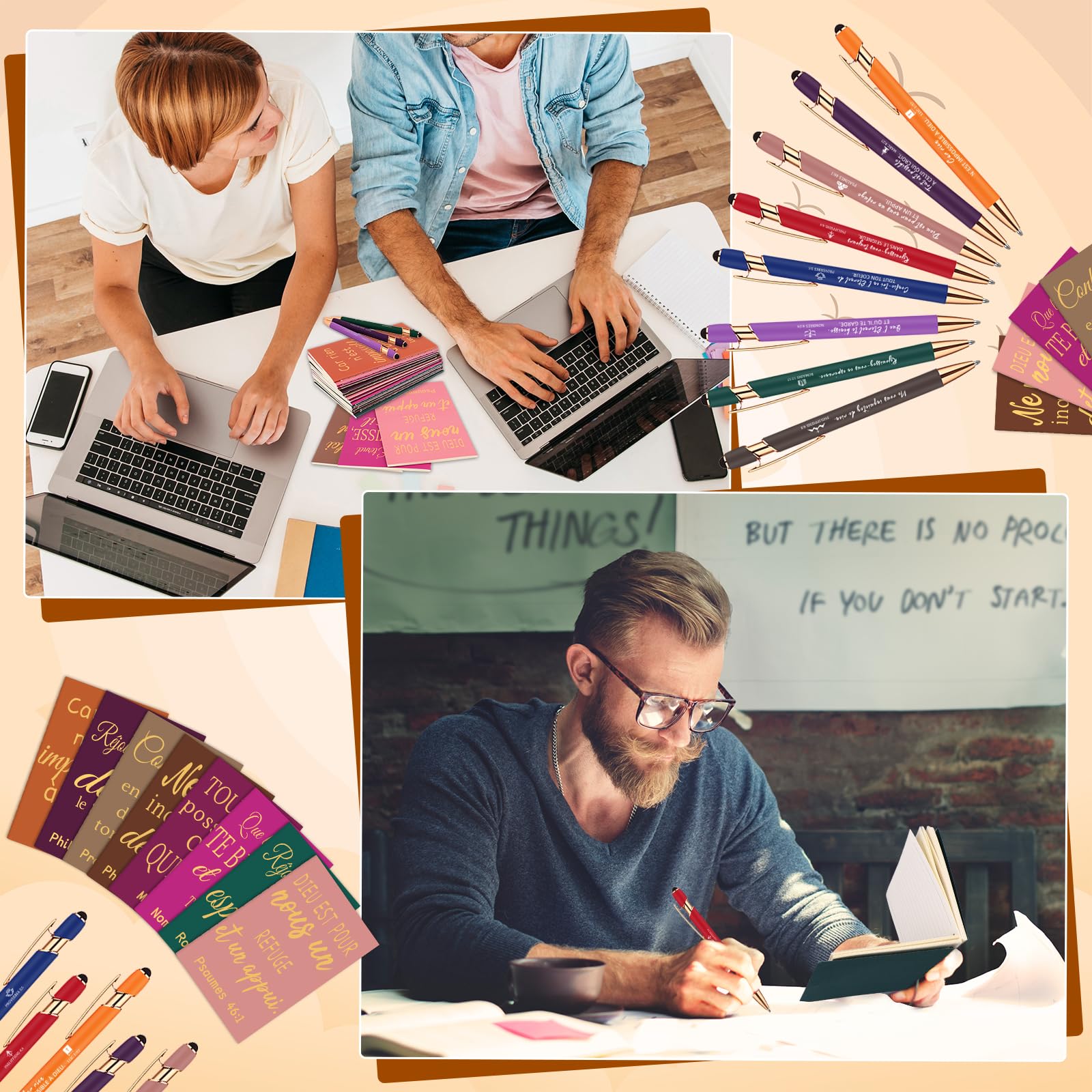Lot de 16 carnets et stylos chrétiens avec versets bibliques, porte-clés en silicone, petits carnets de poche chrétiens, cadeaux inspirants religieux pour hommes et femmes, fournitures scolaires