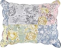 Greenland Home Emma Floral Patchwork Quilted Reversible King Pillow Sham, Gray 20x36 Inch