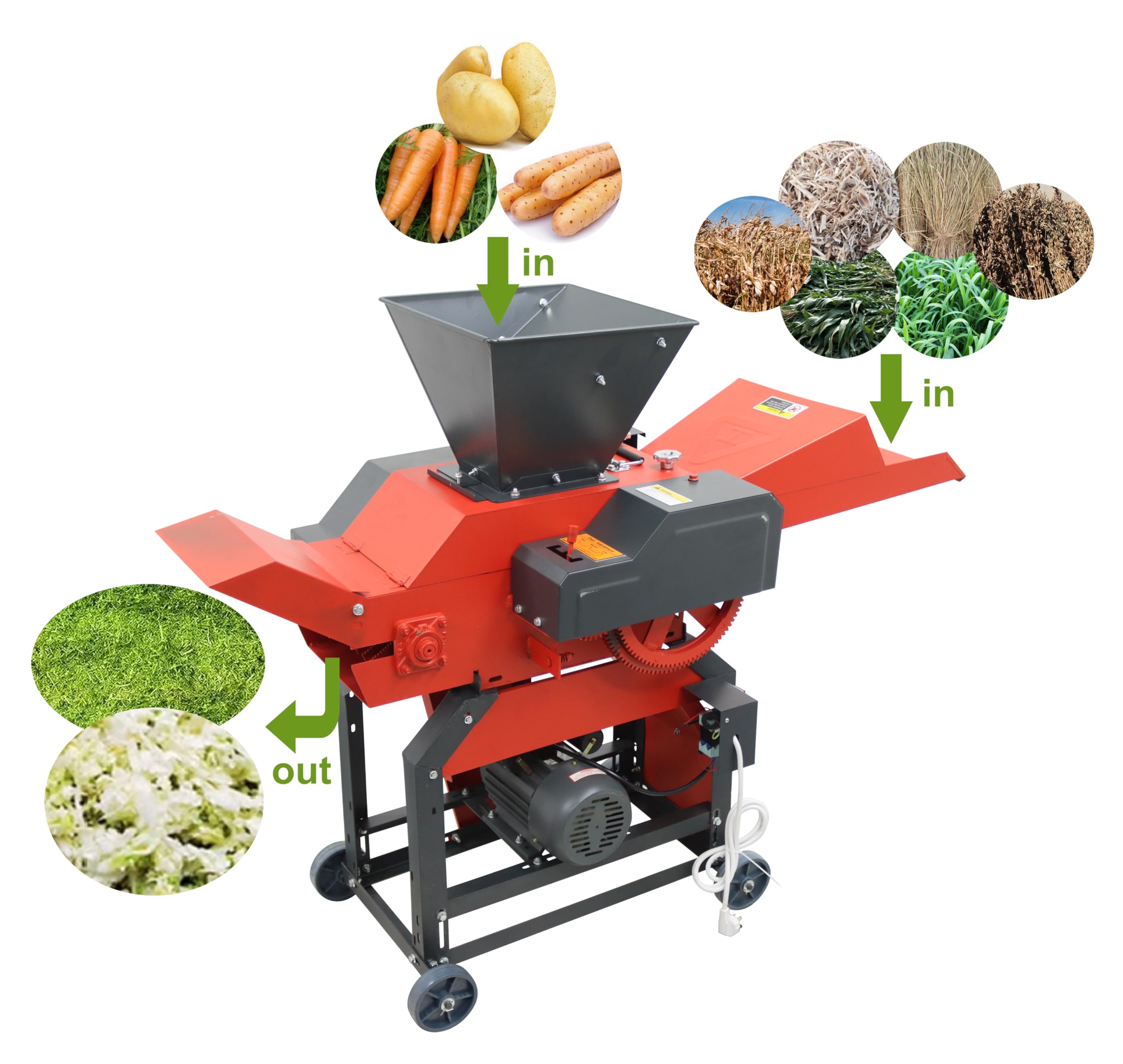 TECHTONGDA Dry Wet Hay Straw Cutter Crusher Pulverizer Breaker for Crop Straw Potato Tuber Vegetable Animal Feed 400-800kg/h 220V