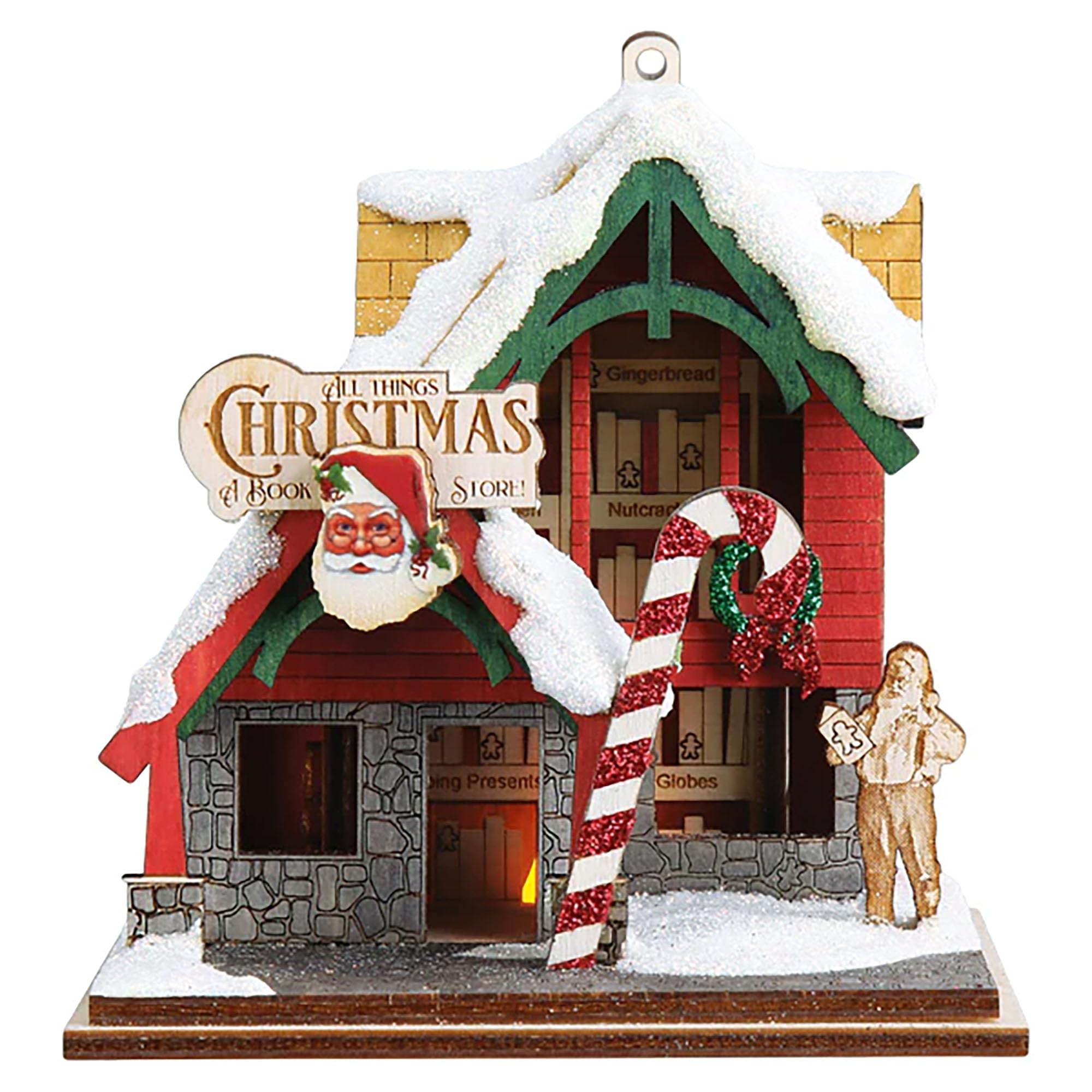 Librairie de Noël Ornement en bois Old World Christmas, cadeau idéal bibliophile