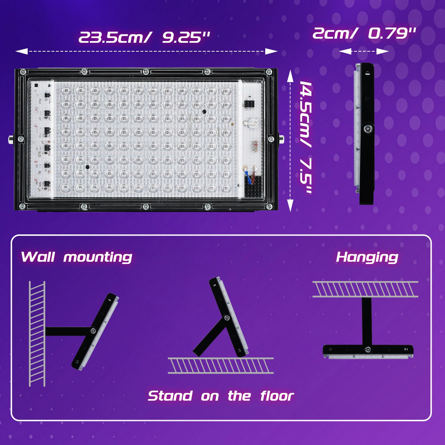 UV Schwarzlicht 2 Stück, 100W Blacklight, IP66 Wasserdichte Schwarzlicht Led Strahler, UV Licht Schwarzlichtlampe, für Disco, Glow Party, Halloween Deko, Bühnenbeleuchtung, Party Zubehör