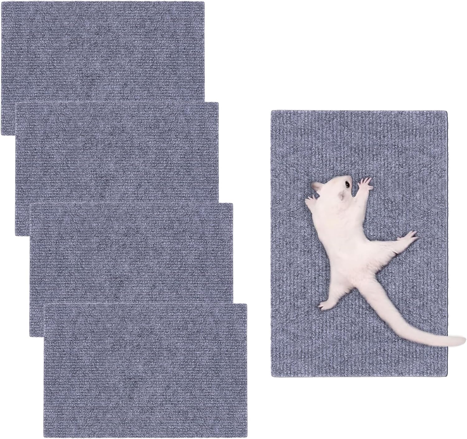 Sugar Glider Toys, 4 Pcs Sugar Glider Climbing Mats Self-Adhesive Cage Accessories for Sharpening Claws, Small Pets Scratching Pads Enrichment Toys for Cage Wall Furniture
