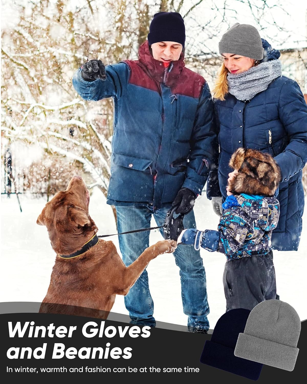 Tarpop 96 Pcs Winter Beanies and Gloves Combo Pack for Men Women Thermal Winter Solid Hat and Glove Warm Gift for Christmas