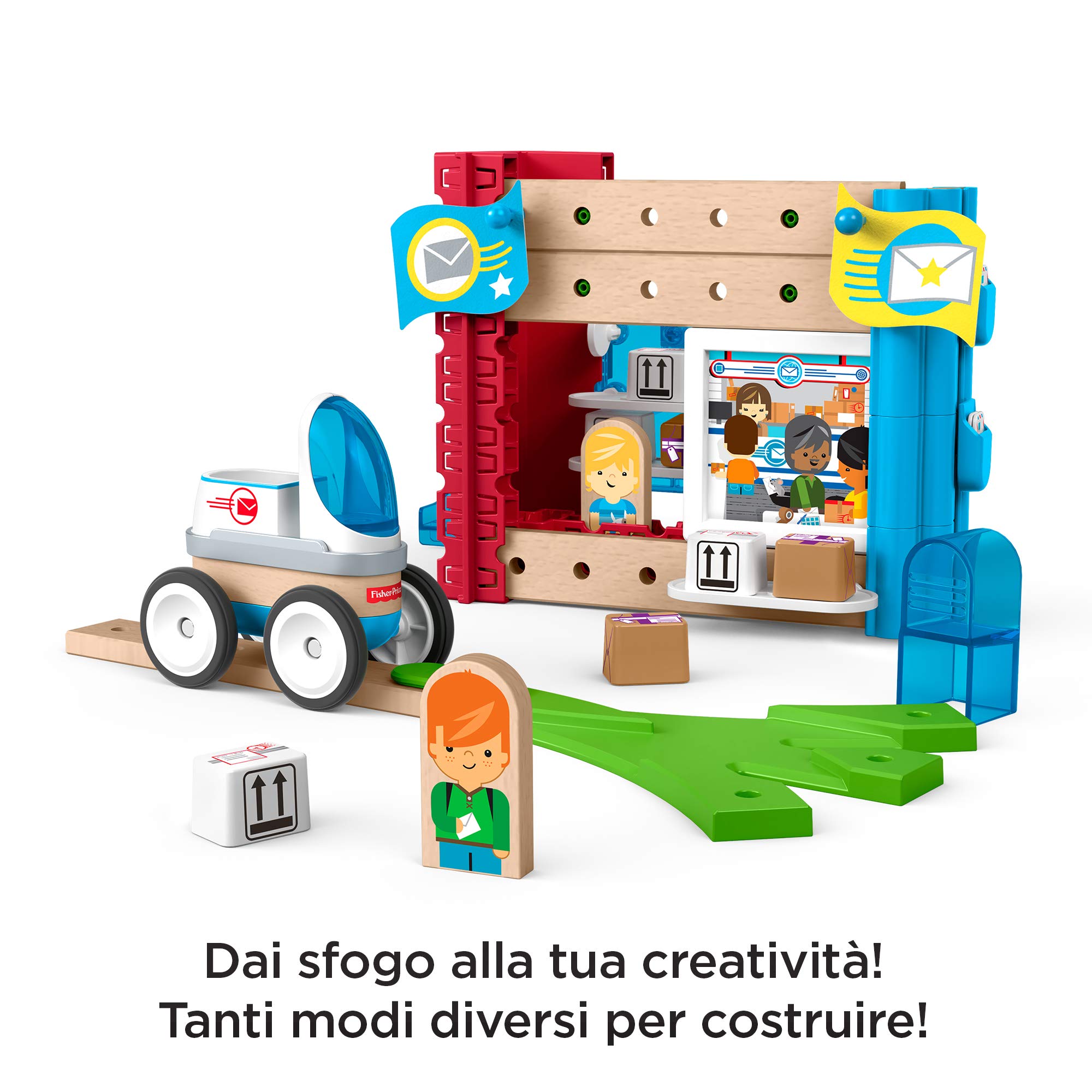 Fisher-Price - Wonder Makers Ufficio Postale con Binari e Costruzioni Giocattolo per Bambini 3+ Anni, GFJ14