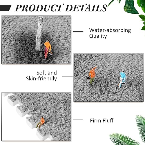 Miniatura 6 de 18 tapetes cuadrados de espuma de felpa, azulejos entrelazados con borde, tapete de juego esponjoso, alfombras suaves para decoración del hogar,