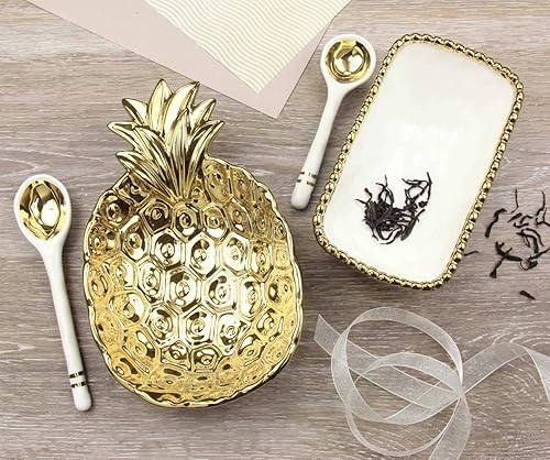 Miniatura 9 de Pampa Bay Obtén el juego de cuenco y cuchara de regalo, diseño dorado ondulado