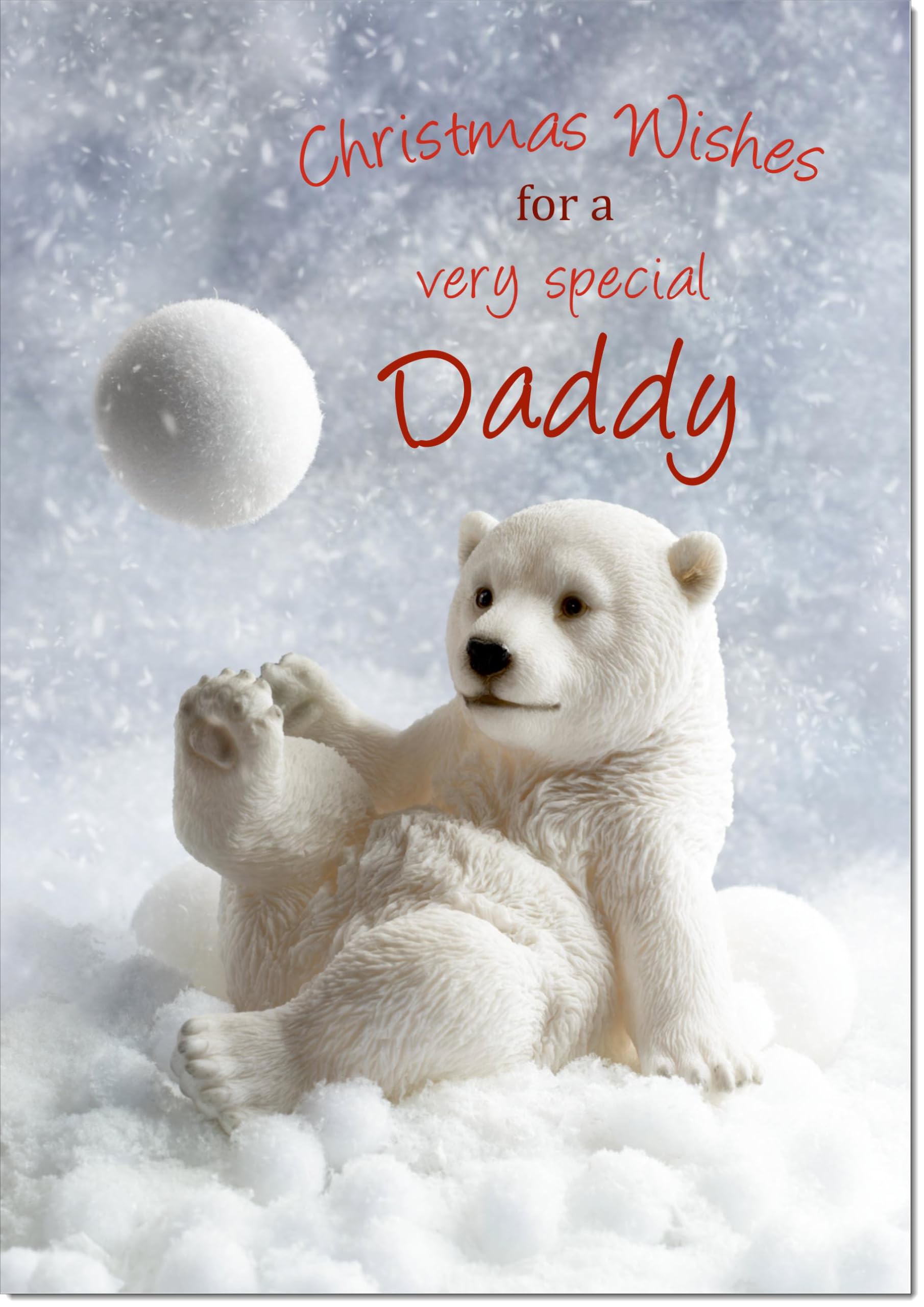 doodlecards Daddy Christmas Card Polar Bear and Snowball Large A4 Size Christmas Card for Daddy with Plain Envelope — image 1