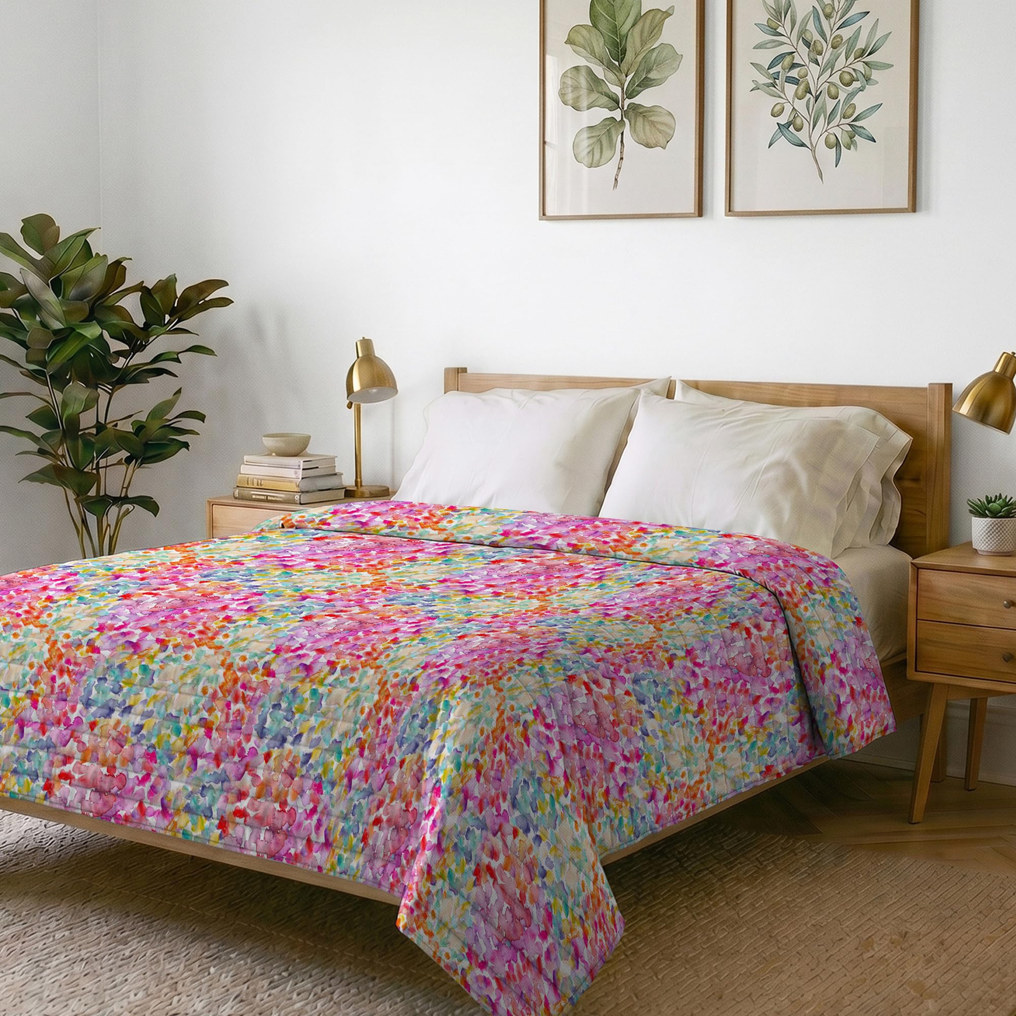 Italian Bed Linen Fantasy Printed Summer Duvet with Polyester Filling, Spring, 260 x 270 cm
