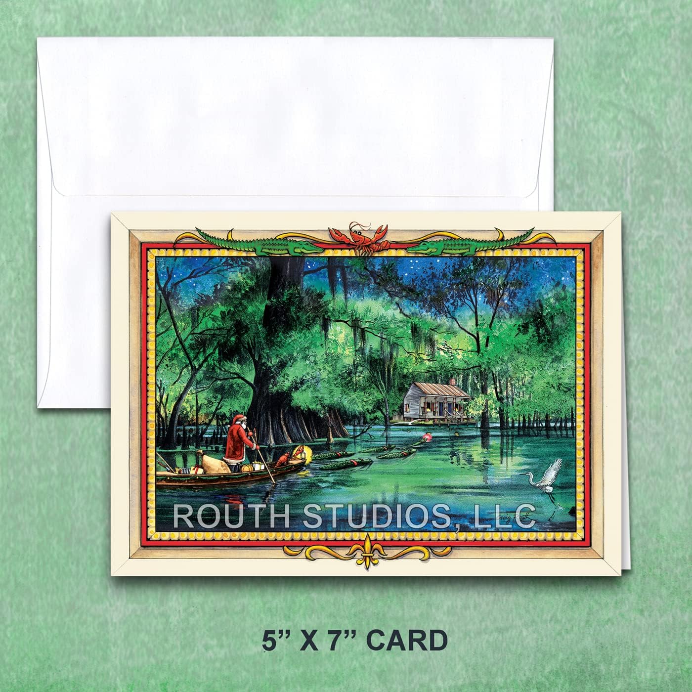 The ROUTH COLLECTION Louisiana Christmas Card with Recipe - Moonlight Bayou Delivery