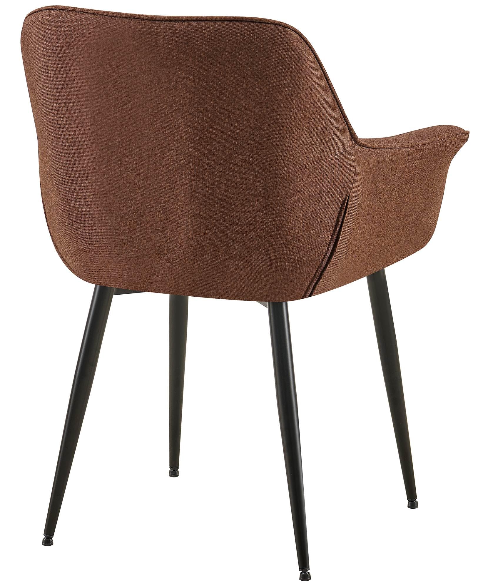 CLP Silla de Comedor Roseville tapizada & Acolchada I Butaca de salón Moderna con Base metálica & reposabrazos Color:marrón;Material:Tela