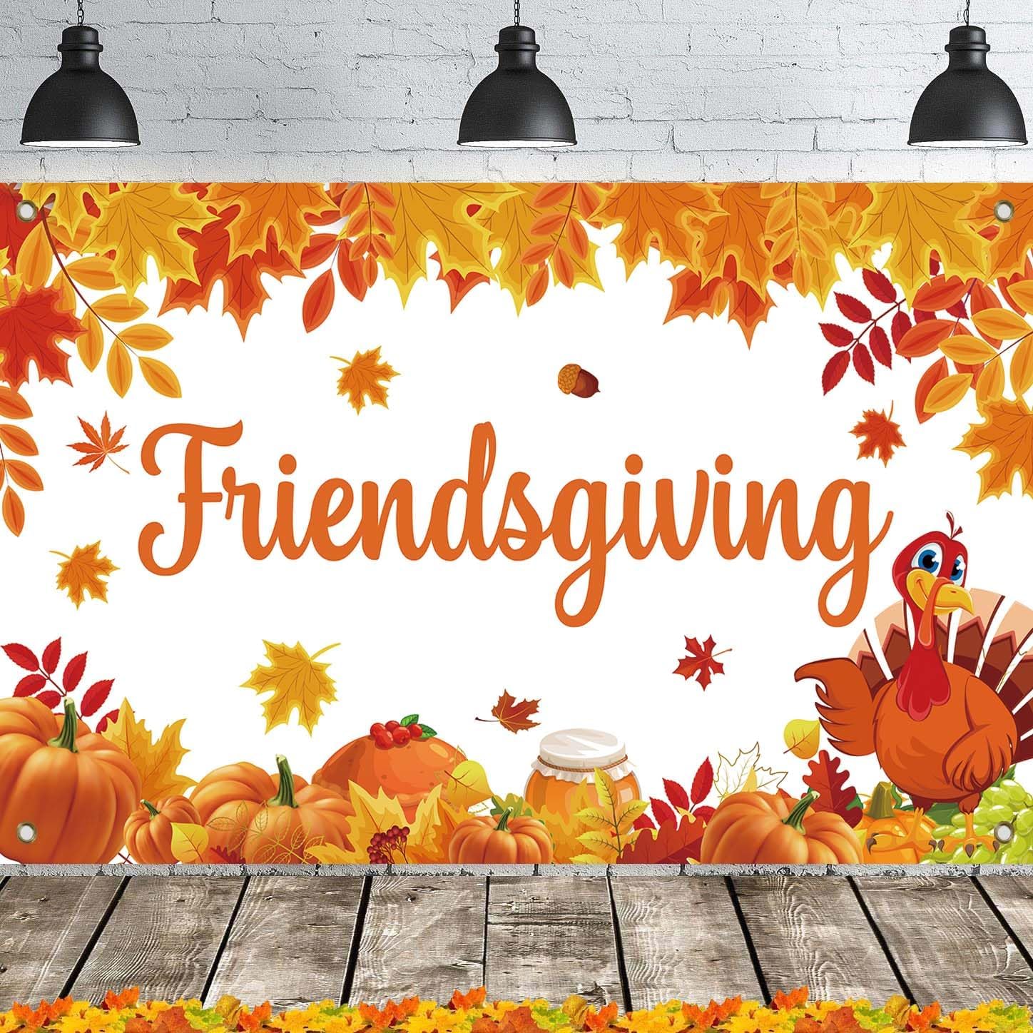 Friendsgiving Banner, Friendsgiving Party Decorations 71 x 43 Inch, Thanksgiving Banner Backdrop, Thanksgiving Decorations