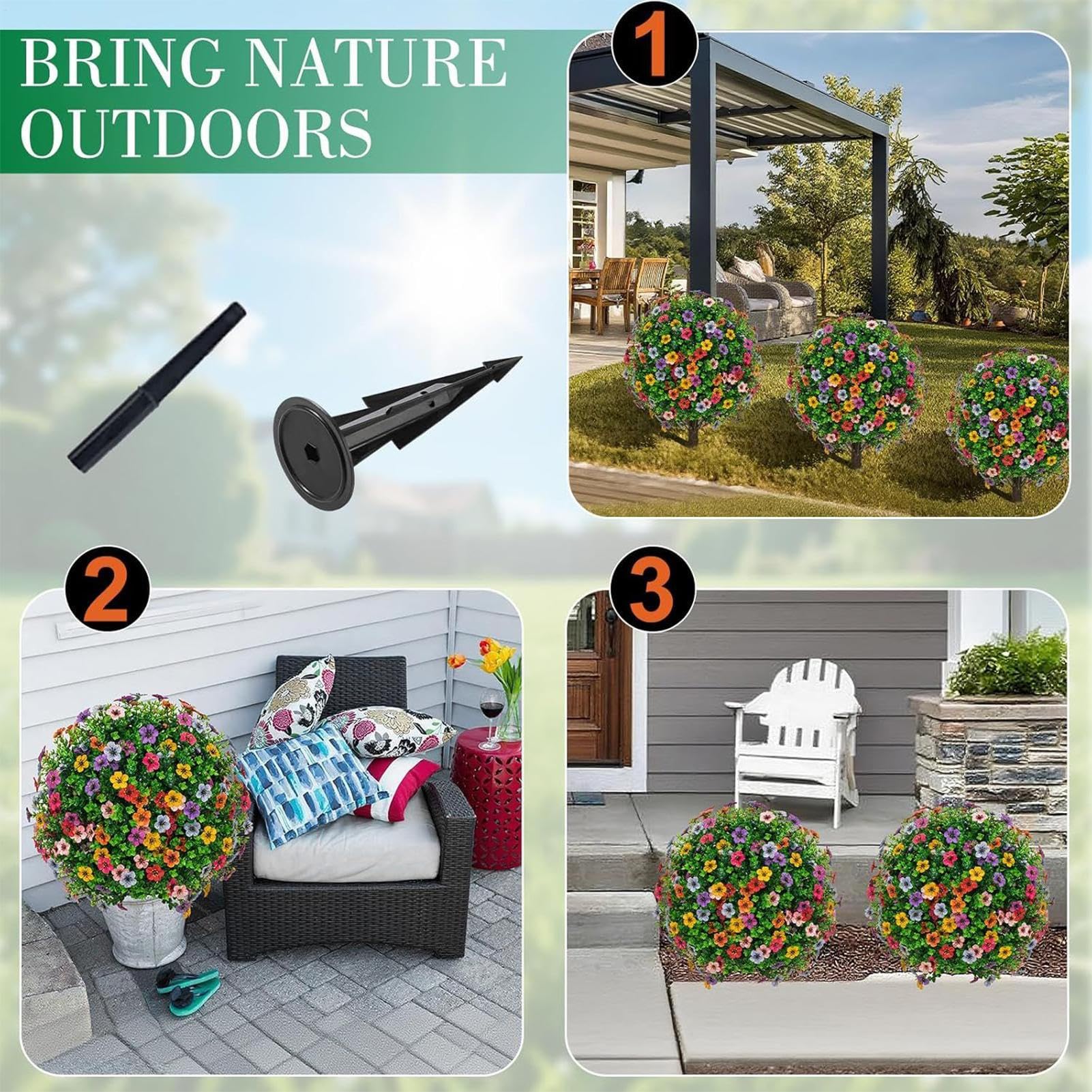 Sztuczne krzewy topiary - odporne na promieniowanie UV, sztuczne krzewy zewnętrzne do ogrodu, na patio, podwórko, trawnik, ścieżkę, podjazd, chodnik, dekoracja wnętrz i biura dodaje zieleni łatwy w