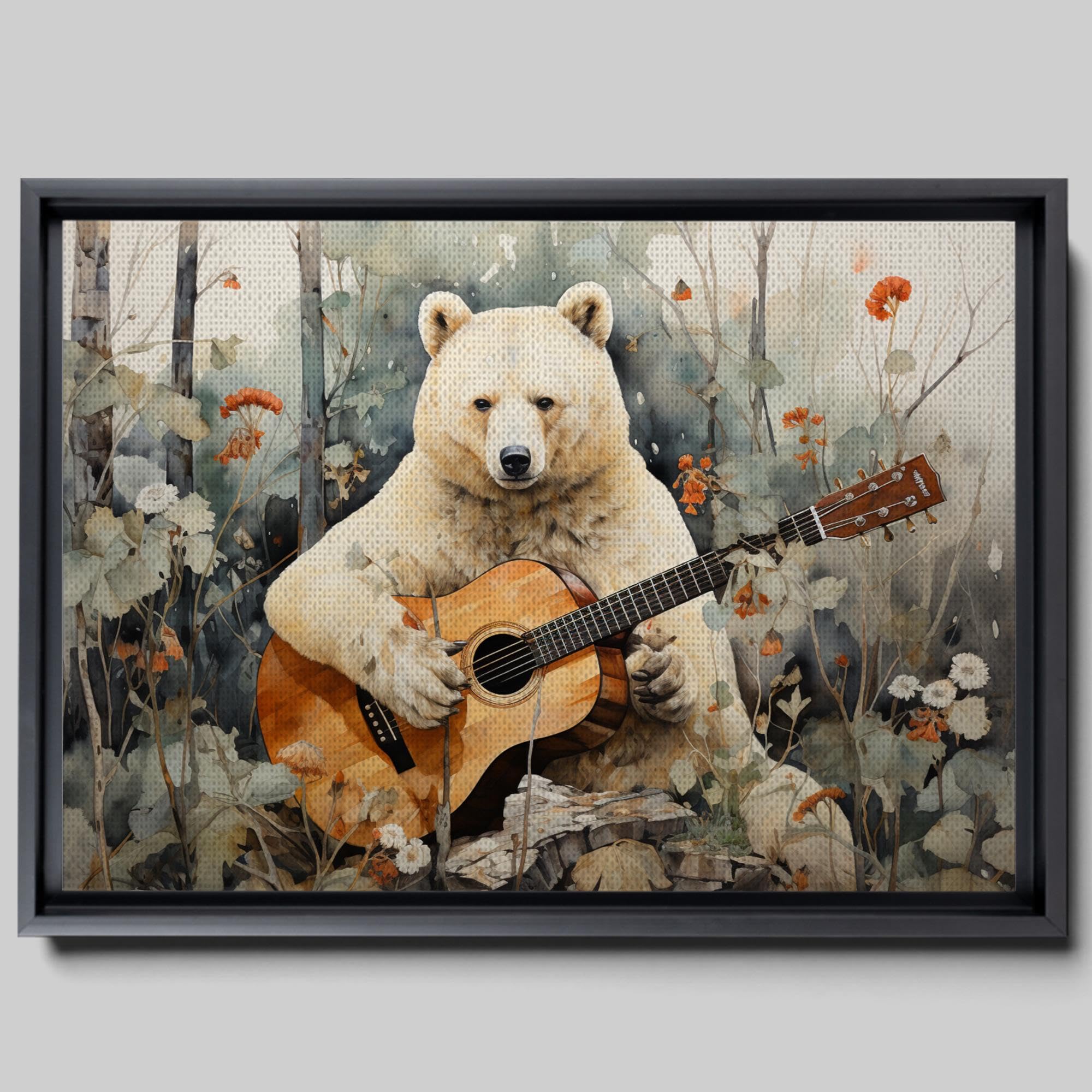 BLACK BEAR, CARDINALS and Canoe Watercolor Print by Dean Crouser, Wall Art, Home Decor