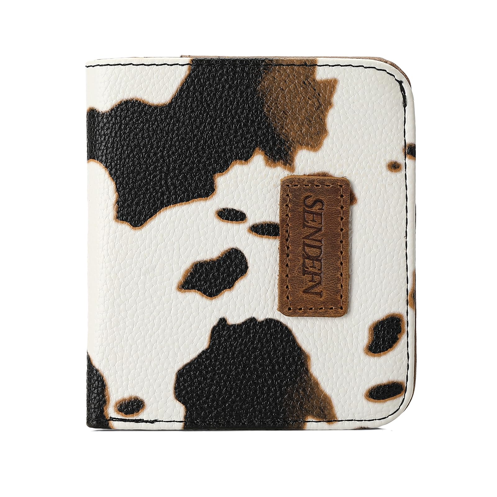 SENDEFN Slim Wallet for Women Bifold Small Leather Zipper Pocket Wallet, RFID Blocking Card Holder with ID Window