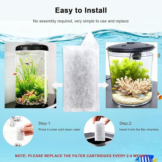 Small Aquarium Filter Cartridges Replacement Compatible with Tetra Whisper 3i Internal Filters, Frameless Design Filter Refills Work with 3-10 Gallons Small Fish Tank