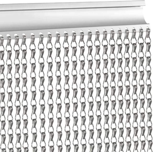 VerRich Dark Grey 90 * 210cm Aluminium Chain Curtain Door Fly Screens Metal Fly Curtain Insect Blinds Pest Control