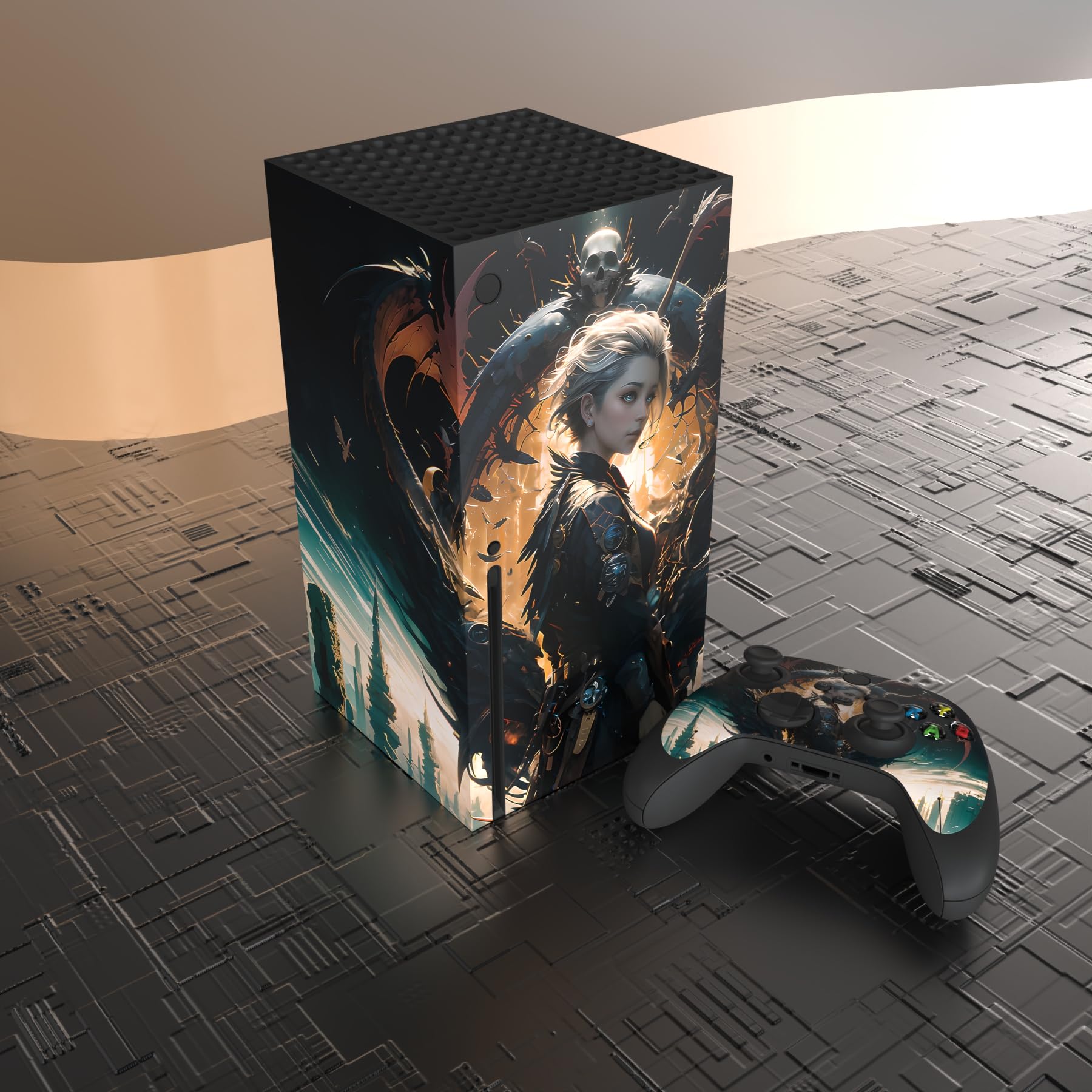 playvital Autocollant Manette pour Xbox Series X Accessoires Protection,Stickers pour Xbox Series X Console Skin-Vision du Dragon