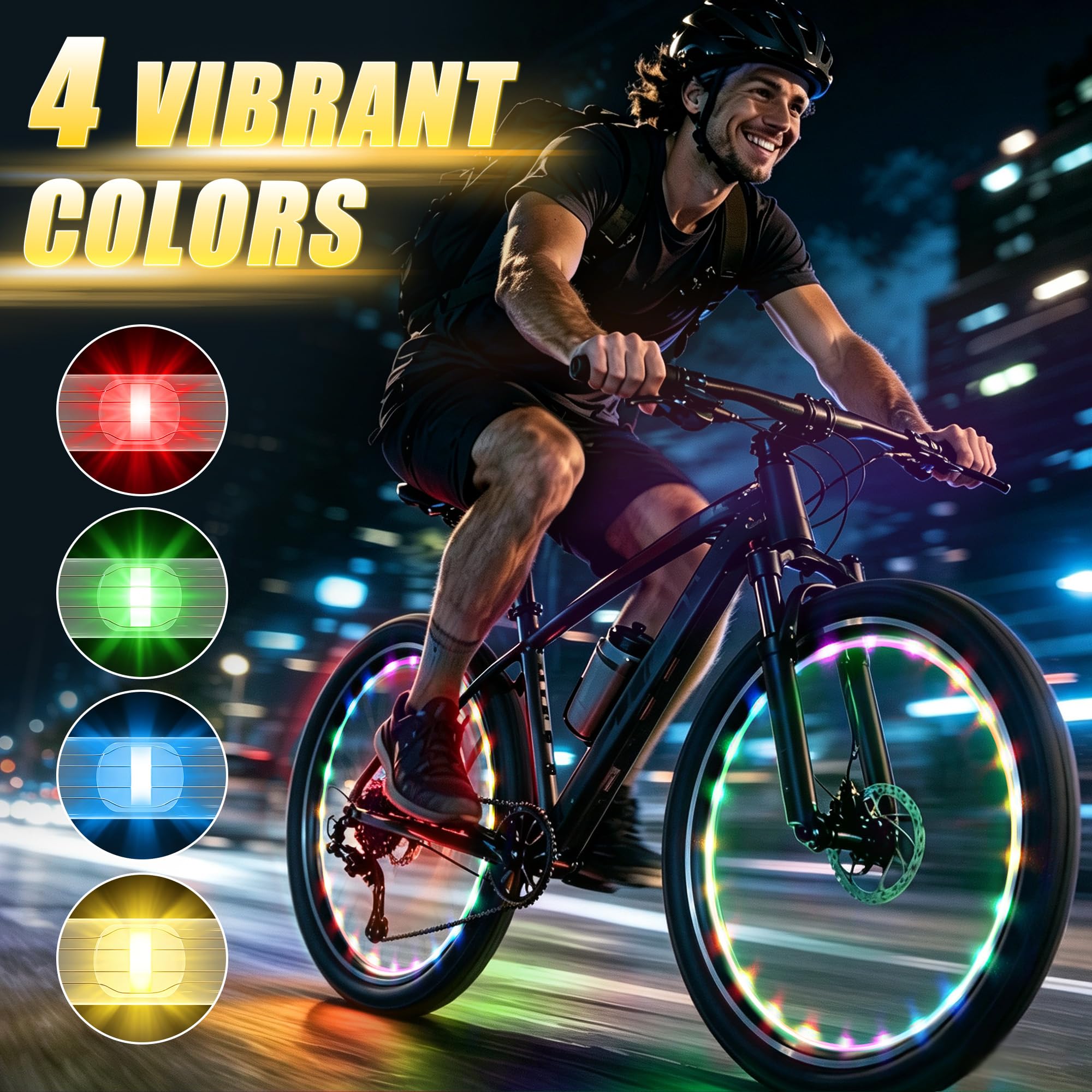 Confezione da 2 luci LED per ruote di bicicletta per guida notturna