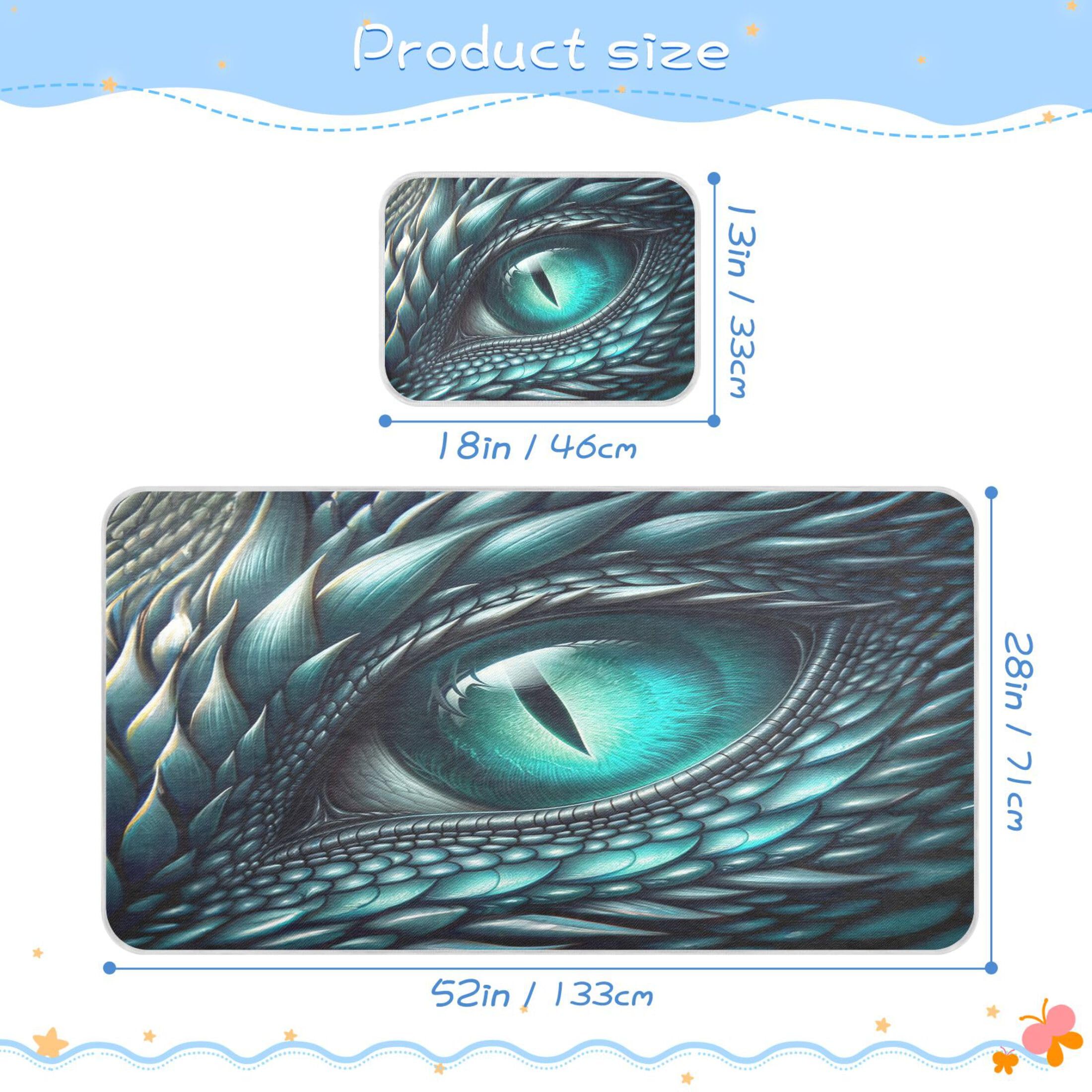 Takiito Turquoise Dragon Eye Baby Cooling Mattress Pad, Soft & Breathable Cooling Mat Keep Baby Cool in Summer 28x52 in, Nursery Essential