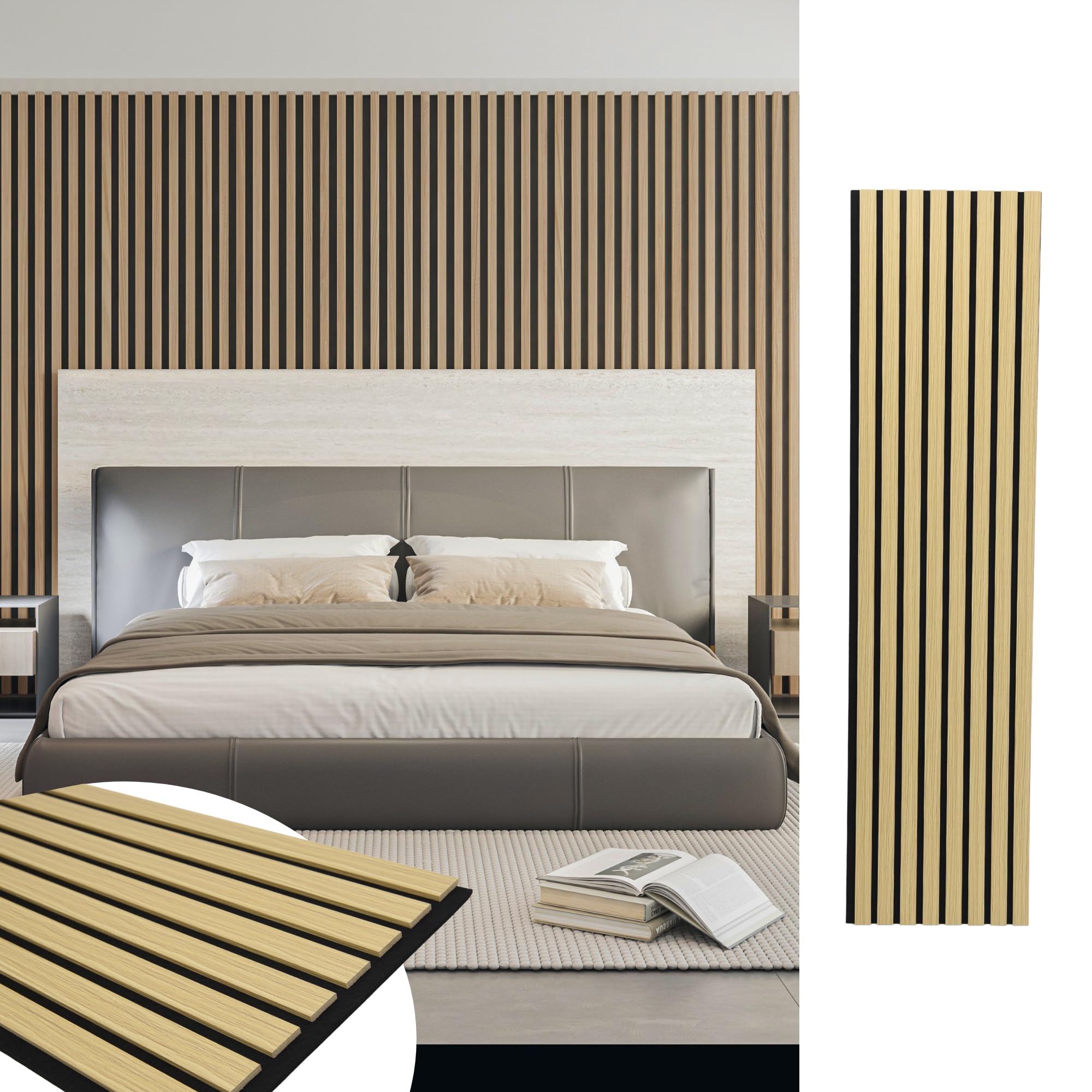 Art3d 4-Pack 12" x 93" Soundproof Wood Slat Panels, 31 sq.ft Acoustic Wall Panels, 3D Wall Panels with Wood Slat Design, Decorative Wood Wall Panel for Accent Walls-Oak