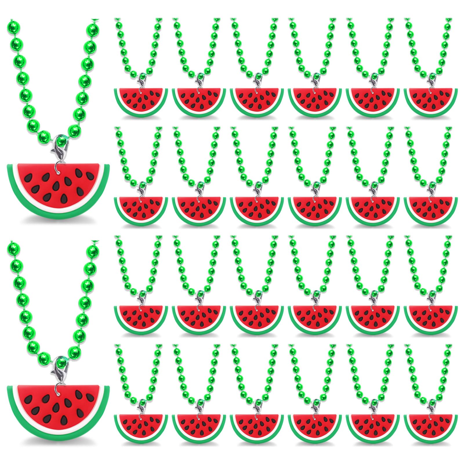 CiciBear 24 Pack Watermelon Necklace Party Favors with Mardi Gras Beads for Guests, Watermelon Themed Party, Baby Shower, School Party, Kids Birthday