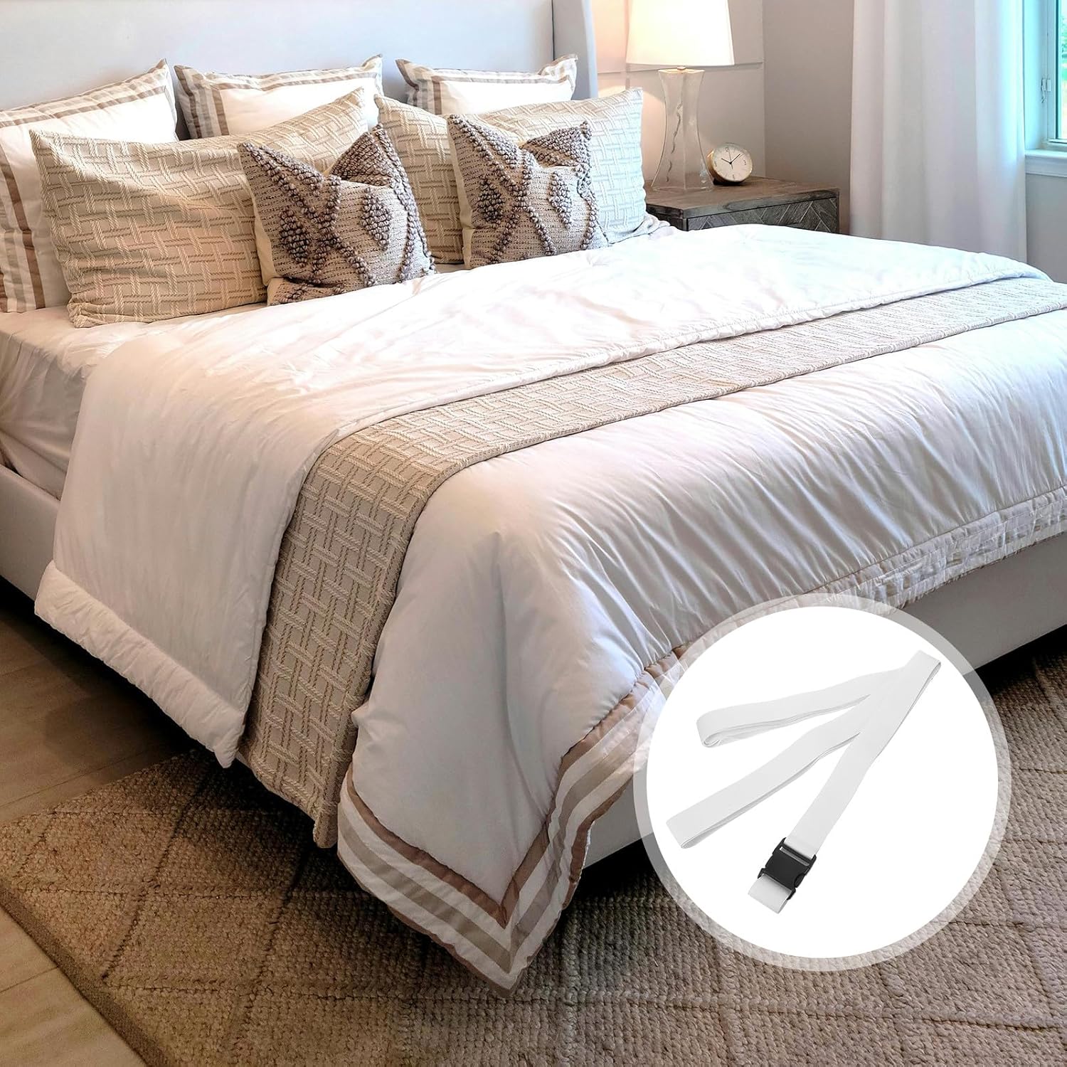 Luxshiny Elastic Bed Sheet Fastener Strap with Adjustable 8m Elastic Band for Mattress Sheet Organizer Suitable for Bedding Storage