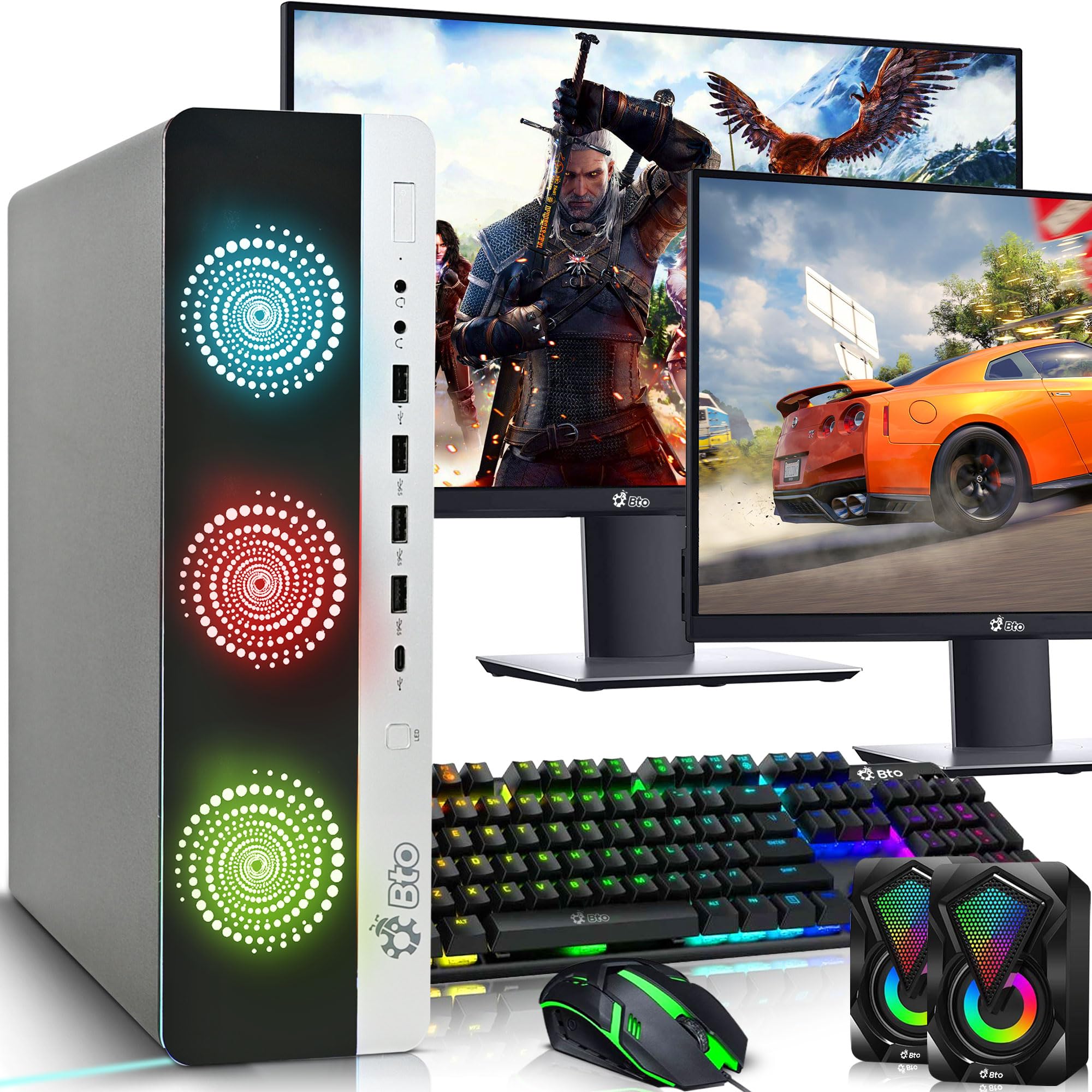 HP 800 G3 RGB Gaming PC Desktop – Intel Core i7 6th Gen | 16GB DDR4 Ram | 1TB SSD | NVIDIA GTX 1050 Ti 4GB DDR5 | Dual New 24 Inch Monitors | Windows 10 Pro – Computer Tower for PC Gamers (Renewed)