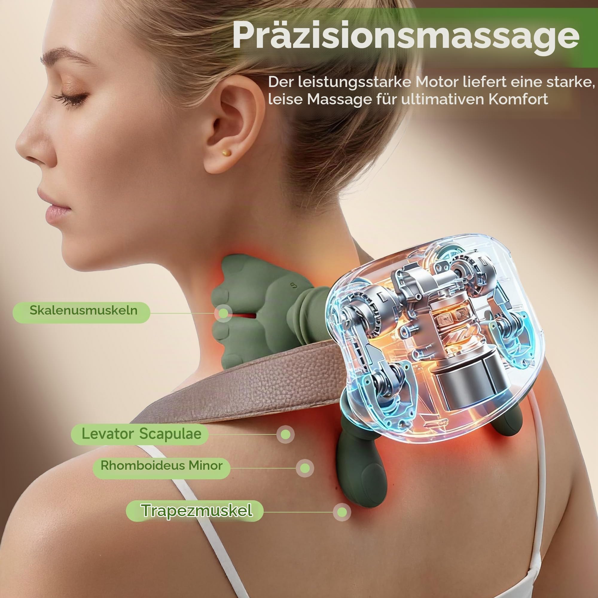 4D Bionische Hand Nackenmassagegerät, Elektrisches Shiatsu Massagegerät | 3 Intensitätsstufen und 2 Heizstufen, Tiefengewebemassage für Nacken und Schultern, Lindert Muskelverspannungen und Ermüdung