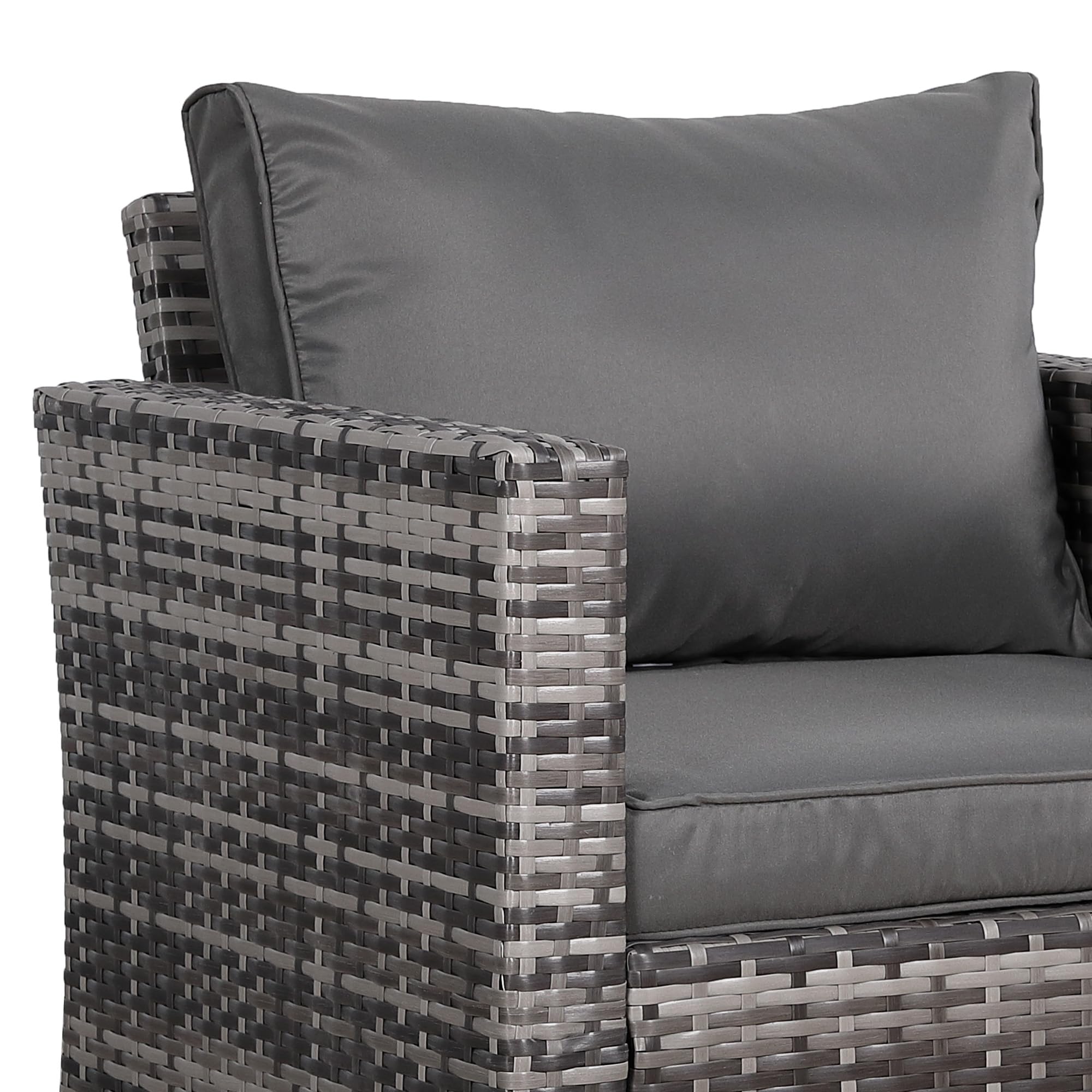 Rattan Park Sofás de Jardín de Poliratán – Conjunto Modular de Muebles de Exterior para Terraza y Patio (Gris, 1 Plaza)
