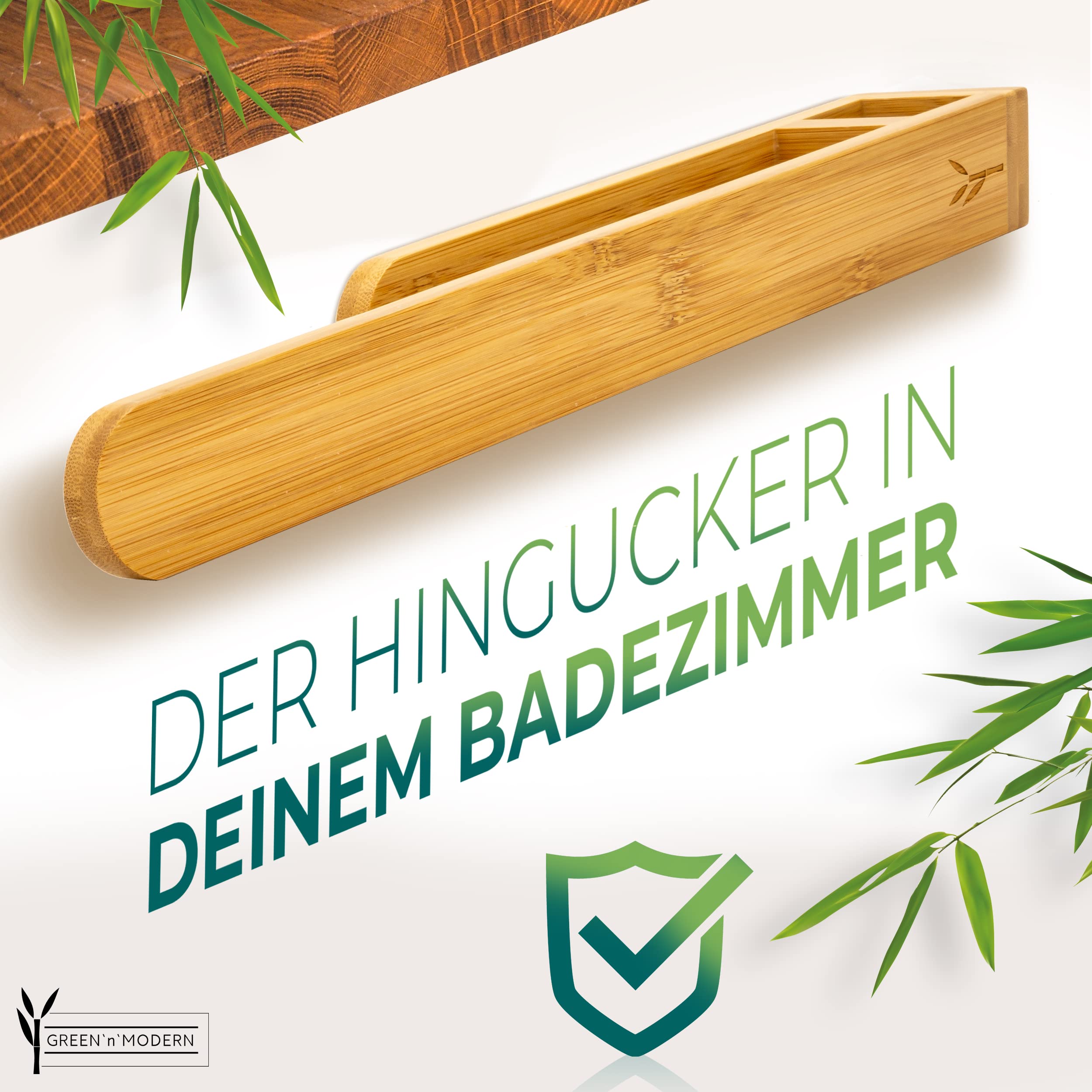 Portasciugamani In Bambù Senza Foratura - Adesivo 3M, 38 Cm, Per Bagno E Cucina, Ecologico - Foto 1