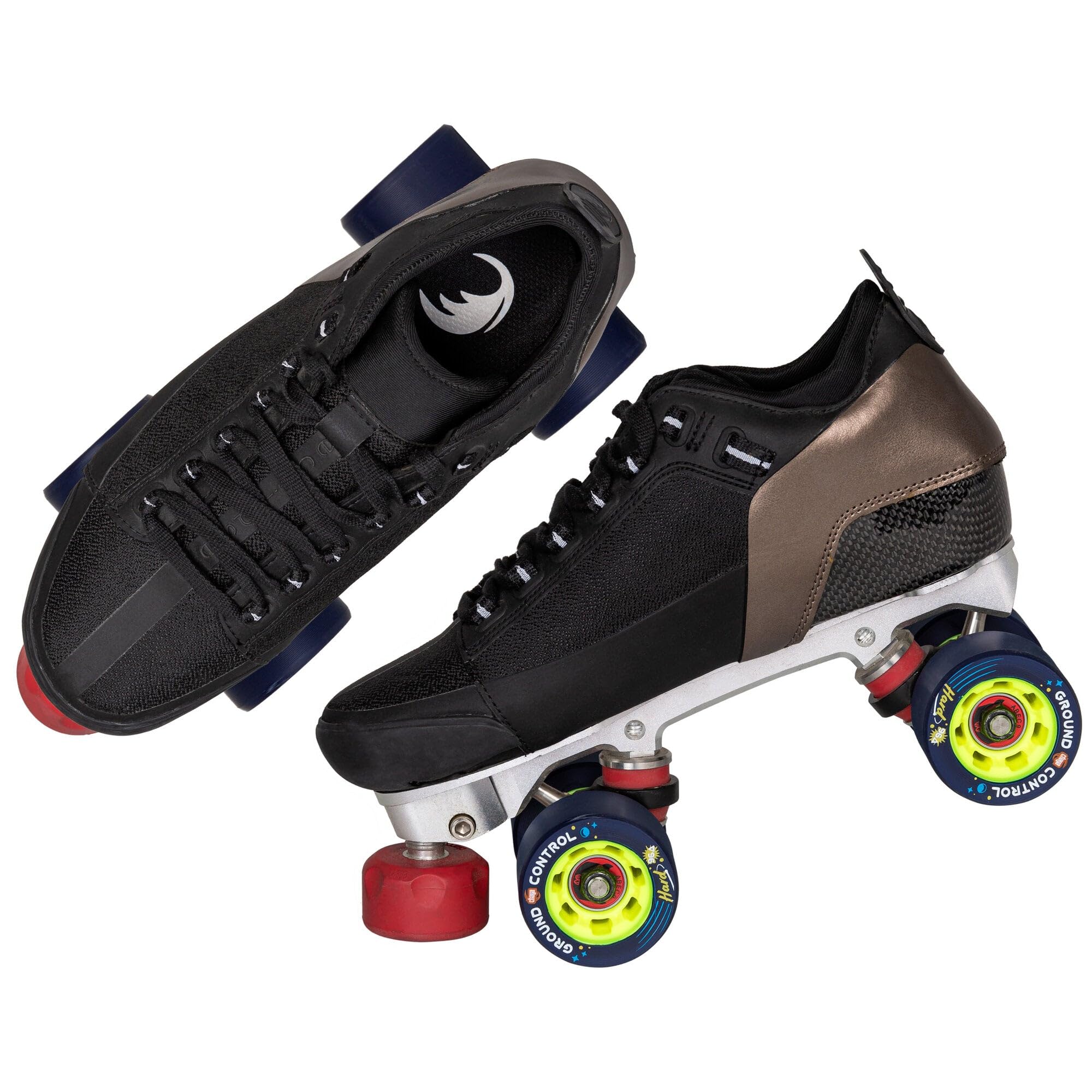 Chaya Patins à roulettes Eclipse - Pour homme et femme - Look rétro - Pour rollers disco - Noir et bronze