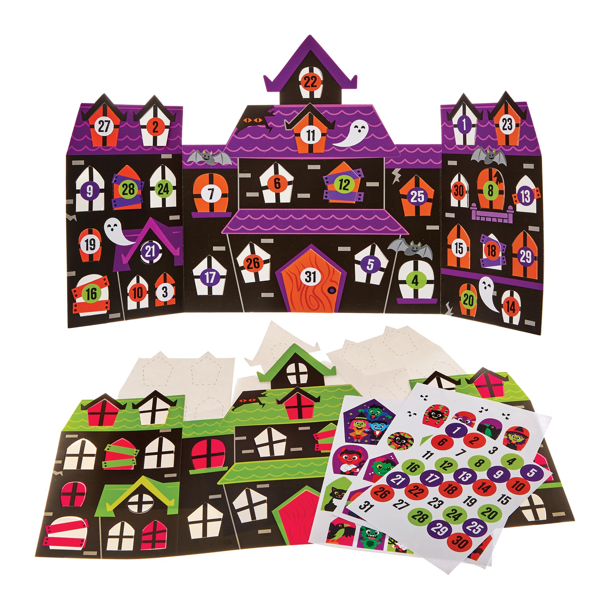 Baker Ross FN297 Haunted House Halloween Countdown Kits - Pack of 2, Halloween Advent Calendar, Halloween Crafts for Kids