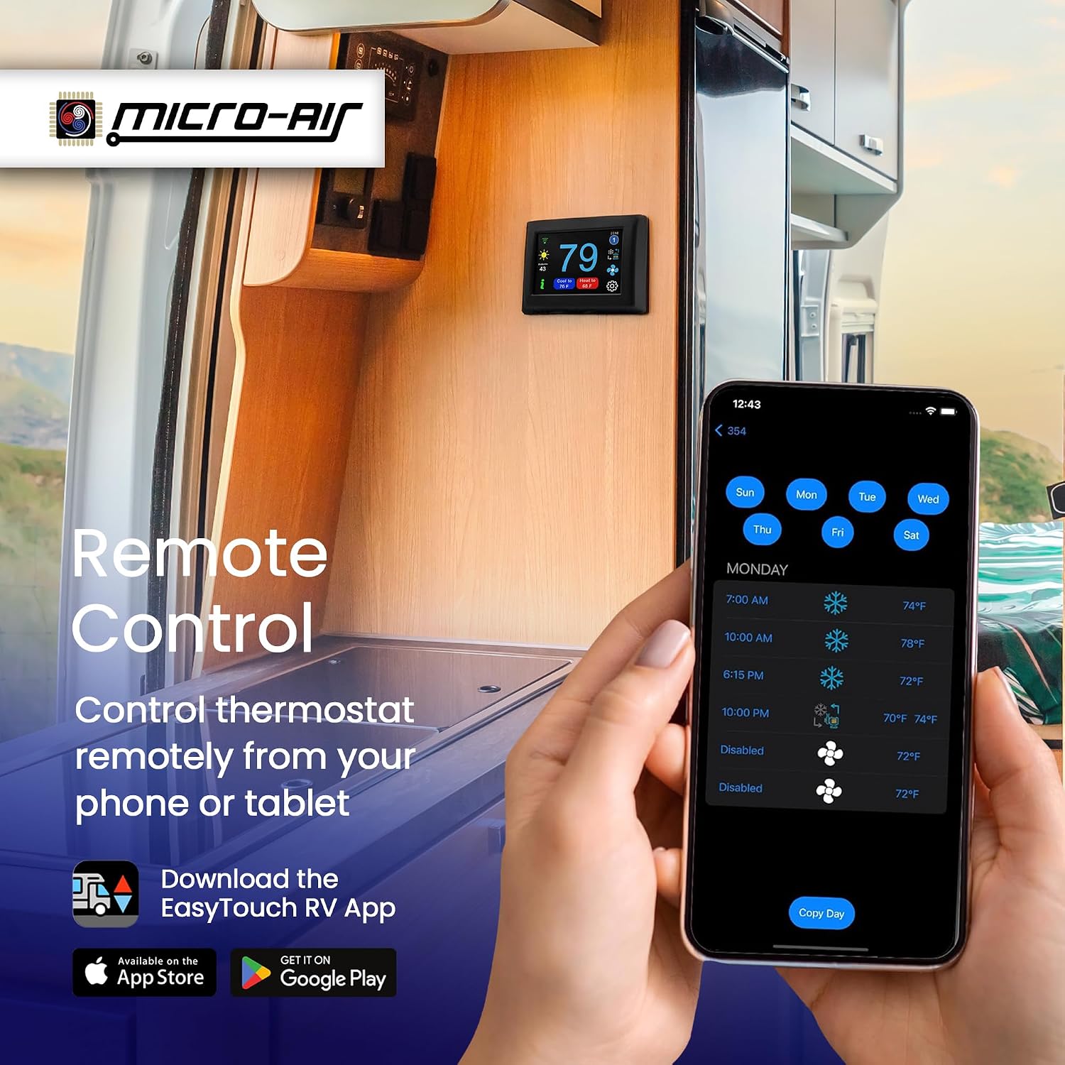 MICRO-AIR EasyTouch Digital RV Thermostat Replacement, 353 Black | Programmable and Reliable, WiFi and Bluetooth Enabled, Compatible with Furrion Chill Digital 3 81I8o7CUGqL. AC SL1500