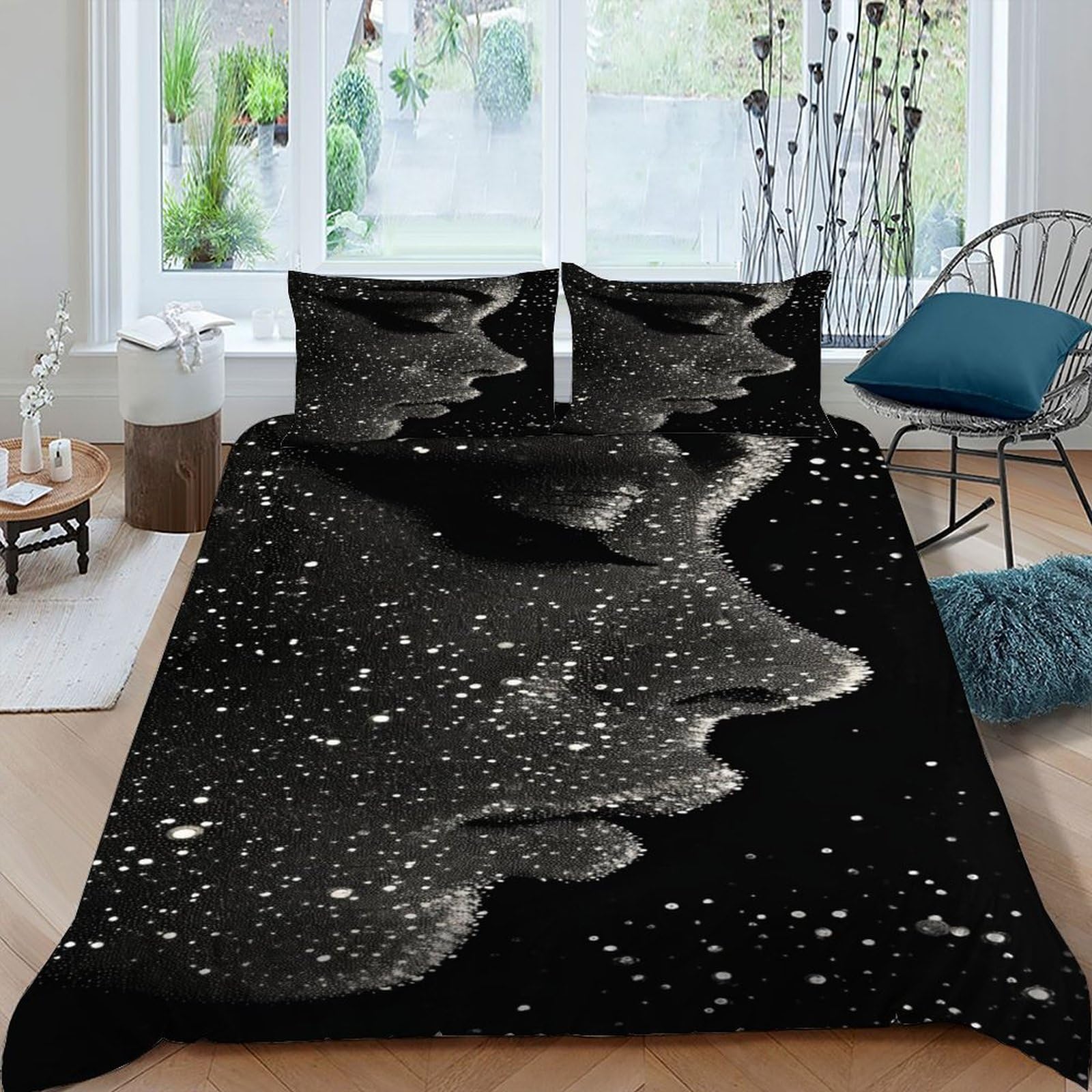 Housse de couette starry sky finitions soignées parure de couette 2 pièces