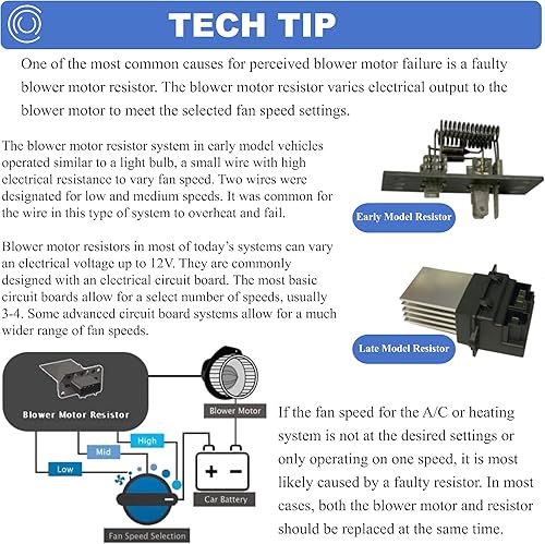 Miniatura 2 de Resistencia de motor de soplador 973-582 compatible con 2005 2006 2007 2008 2009 2010 2011 2012 2013 2014 2015 2016 2017 Toyota Tacoma AC Soplador
