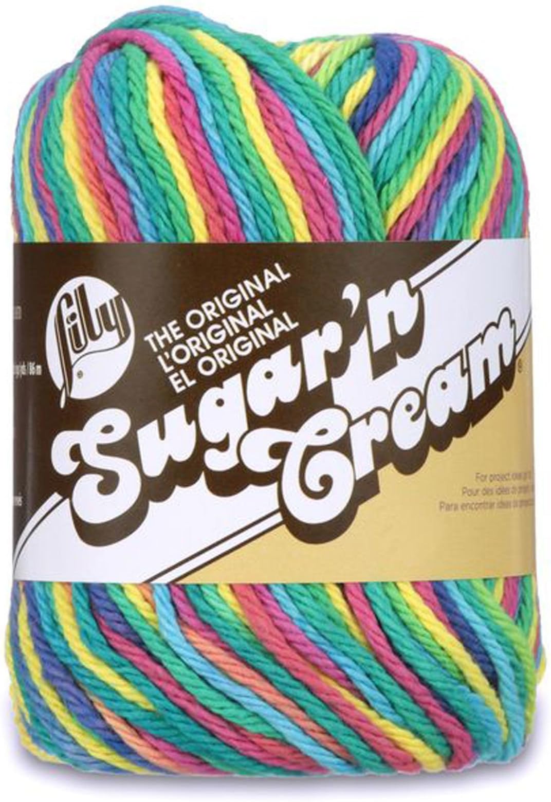 Sugar 'N Cream The Original Ombre Yarn, 2oz, Gauge 4 Medium, 100% Cotton, Psychedelic - Machine Wash & Dry