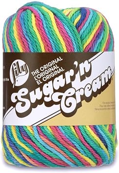 Lily Sugar N Cream The Original Ombre Yarn, 2oz, Gauge 4 Medium, 100% Cotton, Psychedelic - Machine Wash & Dry